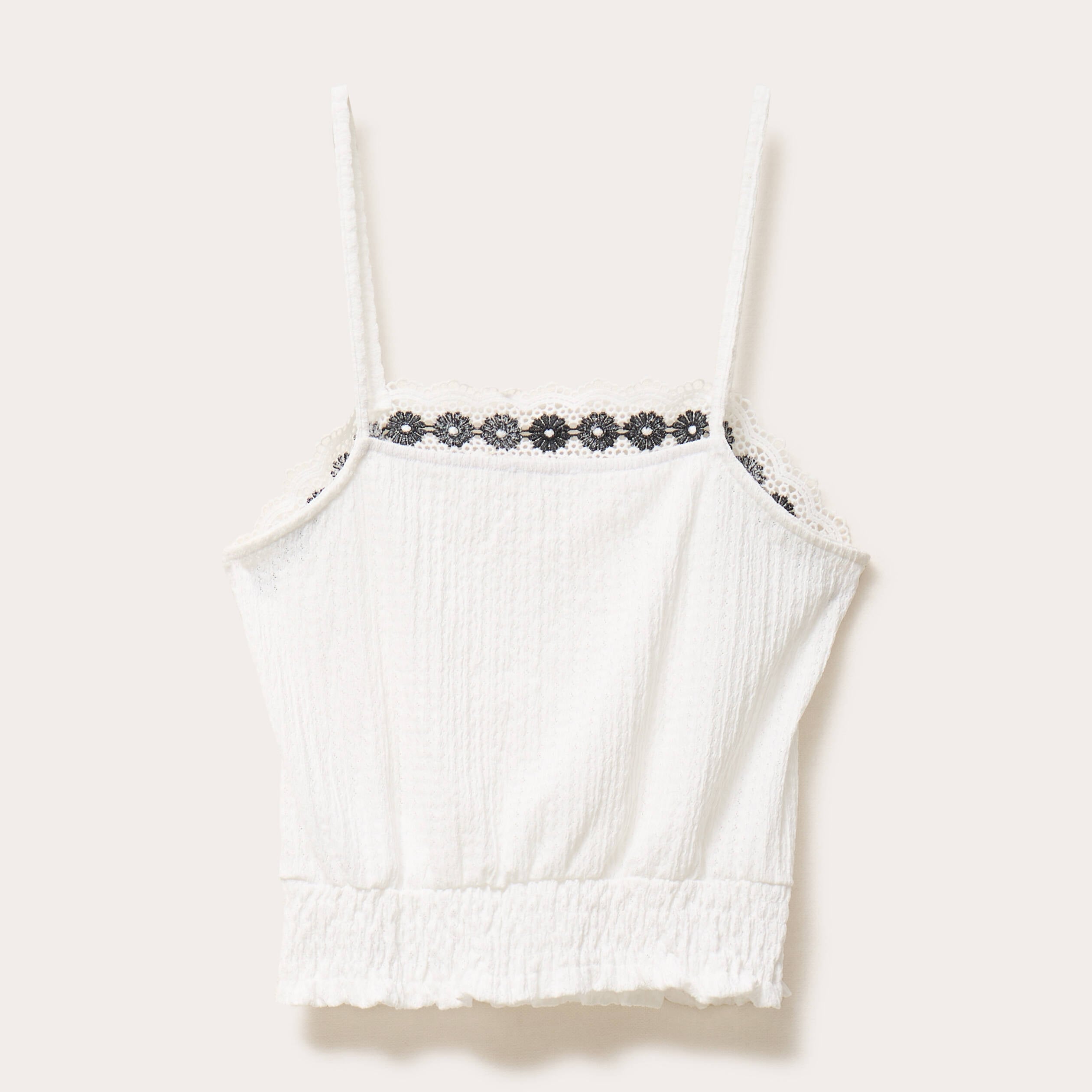 top droit court sans manches ecru femme
