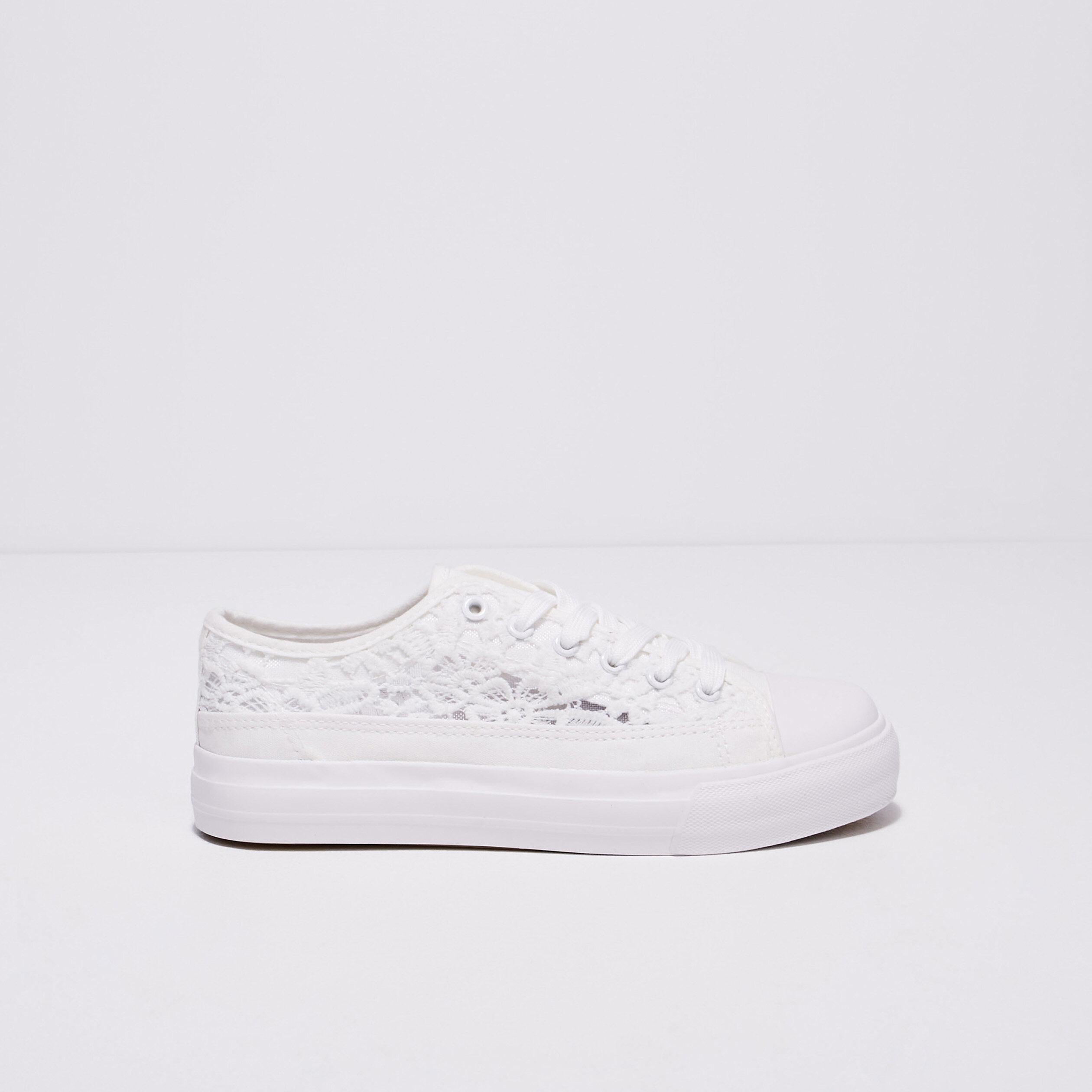 Tennis plates en dentelle blanc femme