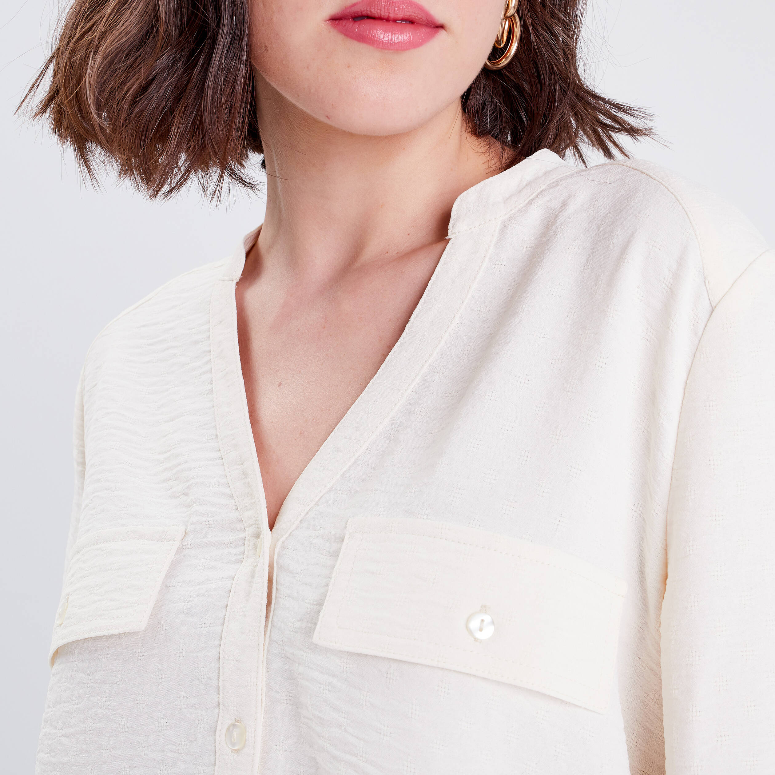 MOKBAY Tee Shirt Noir Femme Chic Top Et Élégant Vêtements Grandes Tailles Pour Rondes Ete Lin Solde Col V Fleurs Manche 3/4 Boheme Personnalisable Chemisier Chic Blanc T Shirt Femme Blanc S