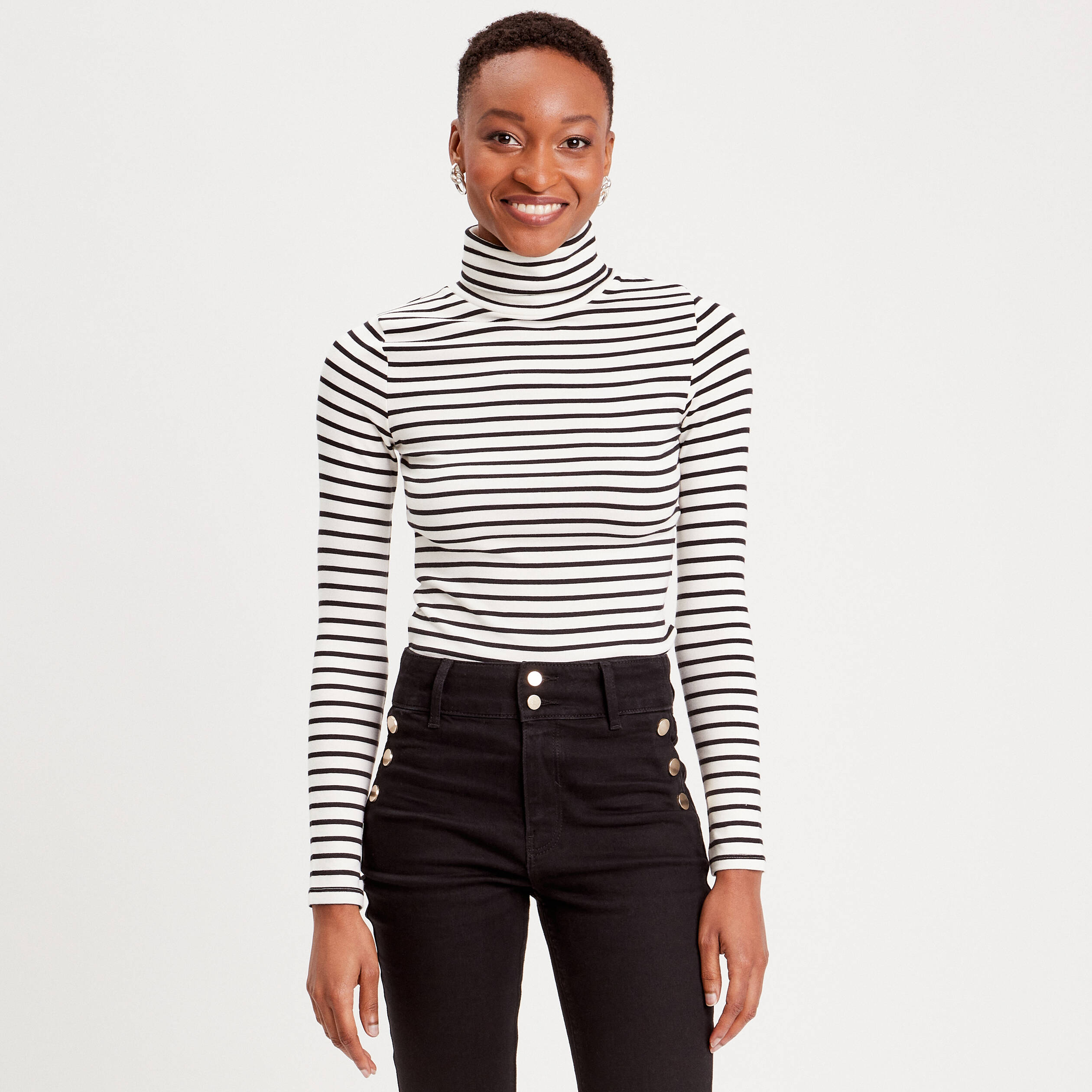 T-shirt col roulé blanc femme