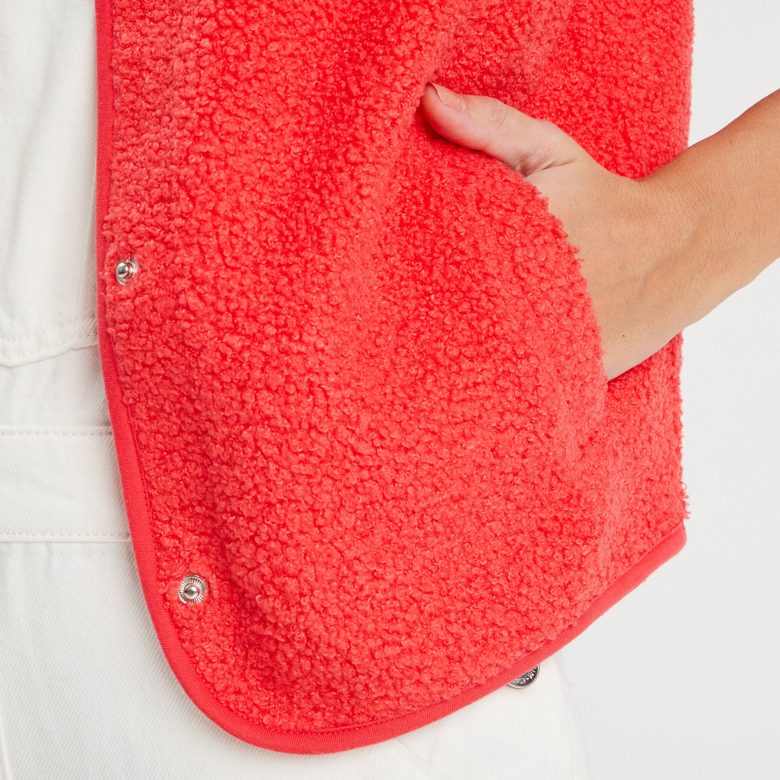 Gilet polaire sans manches rouge femme