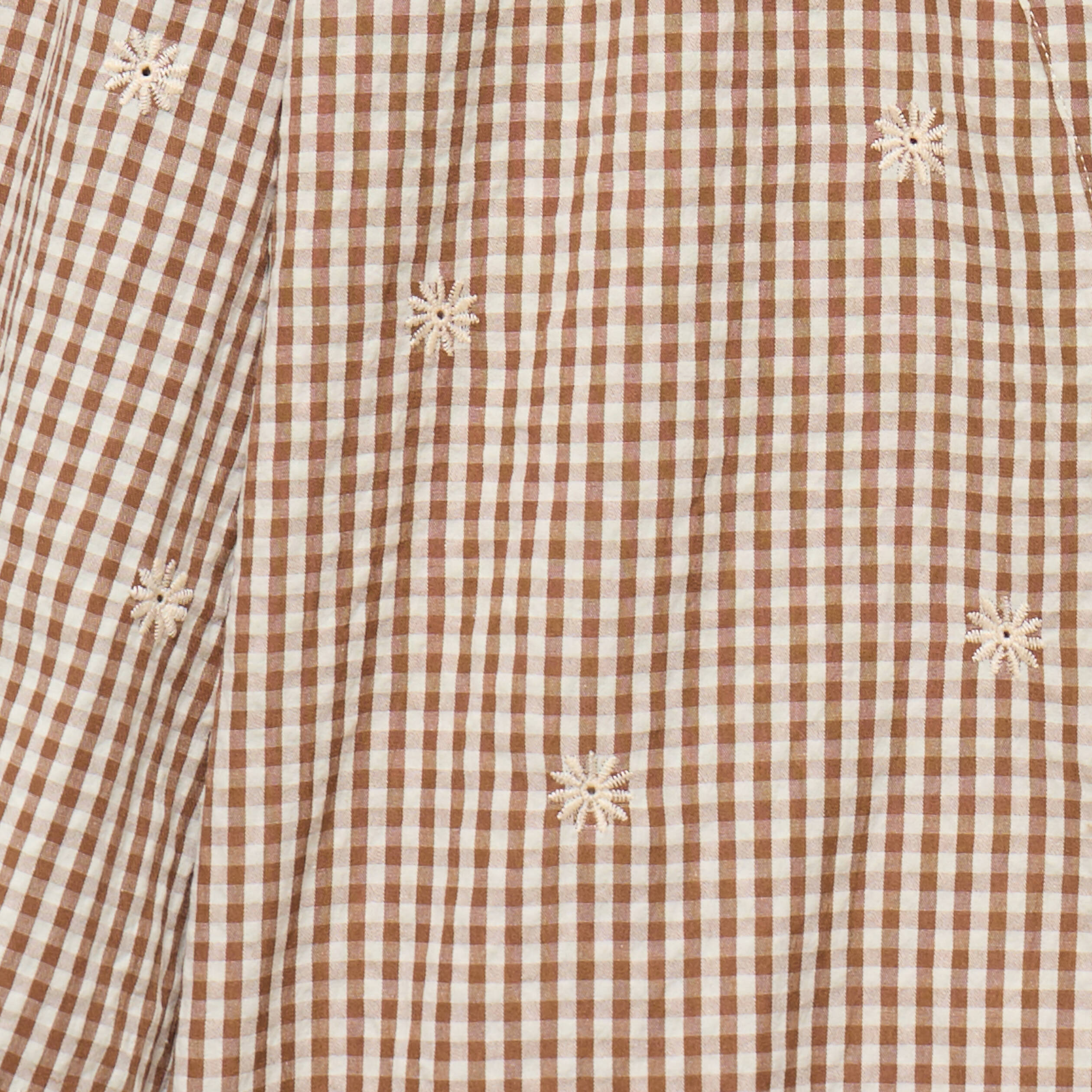 Blouse vichy brod&eacute;e blanc femme