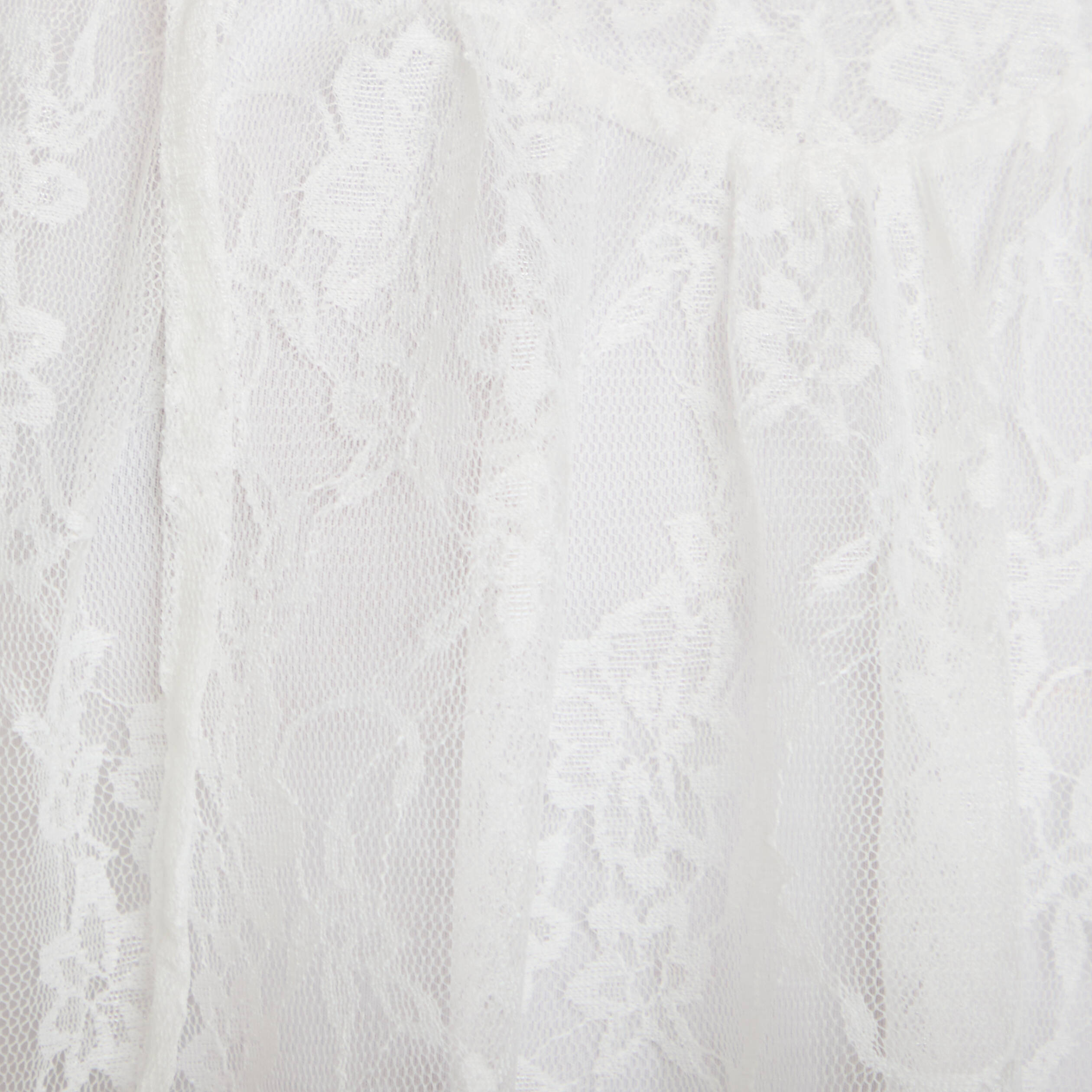Blouse col rond manches longues dentelle ecru femme