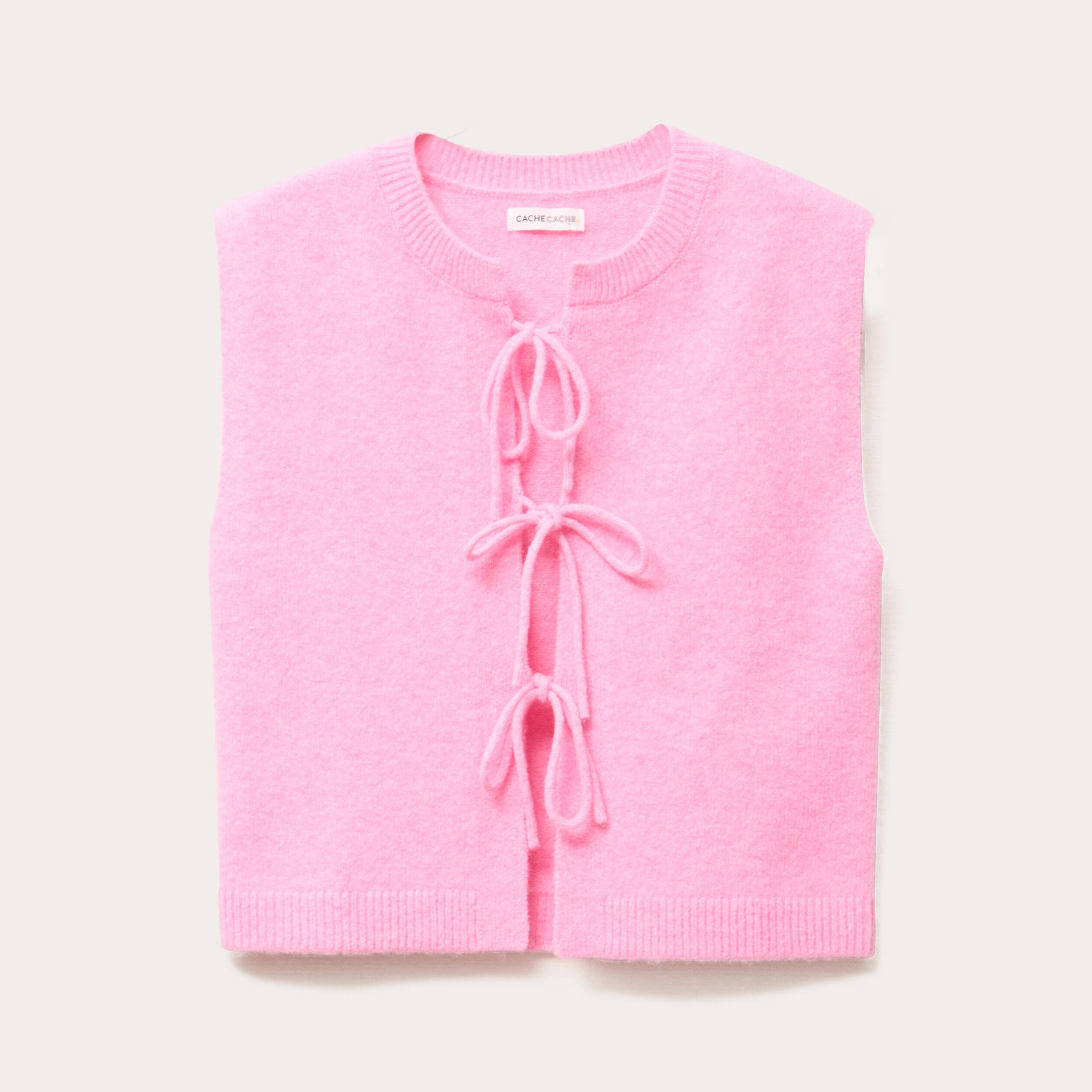 gilet sans manches noue rose femme Gilet sans manches noué rose femme