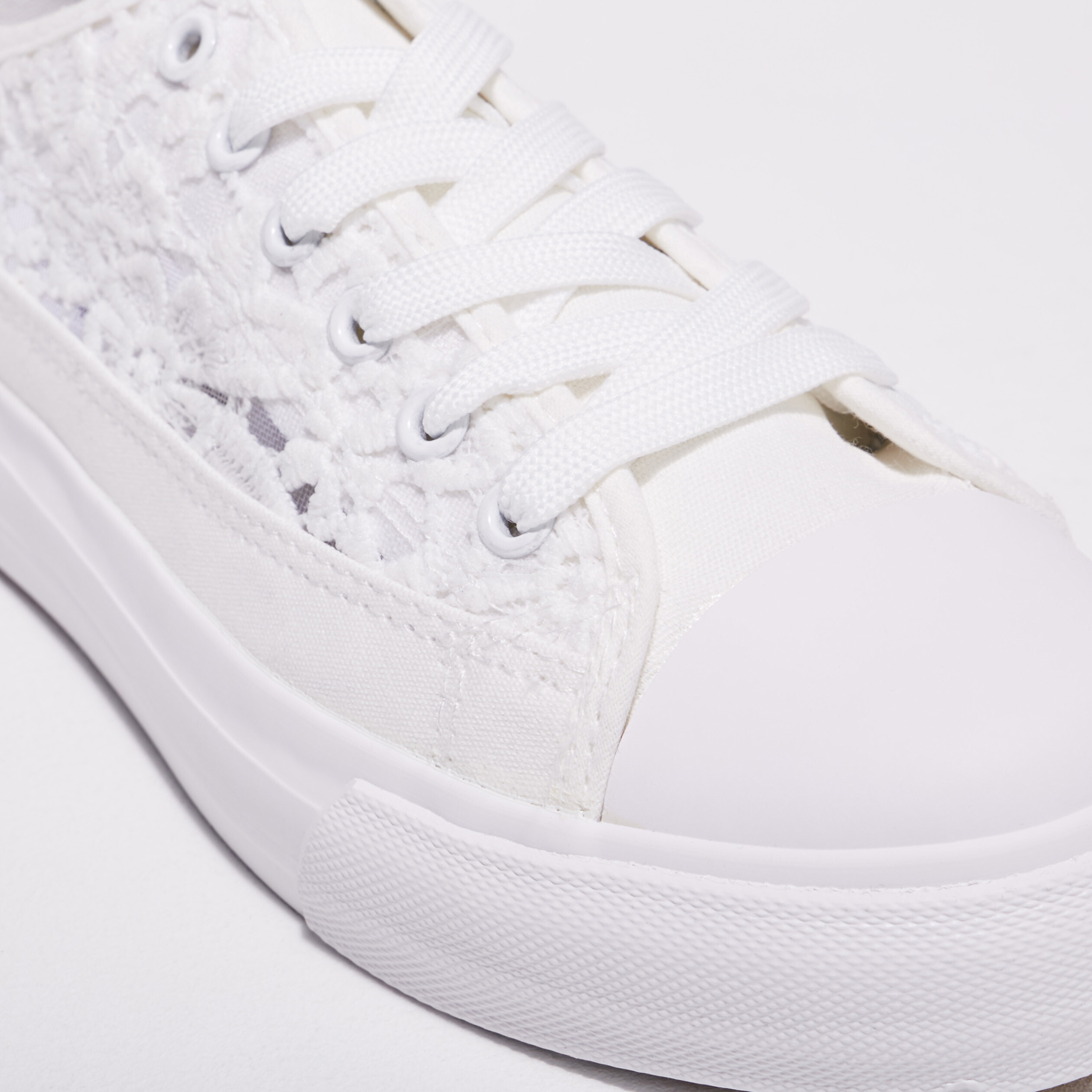 Tennis plates en dentelle blanc femme