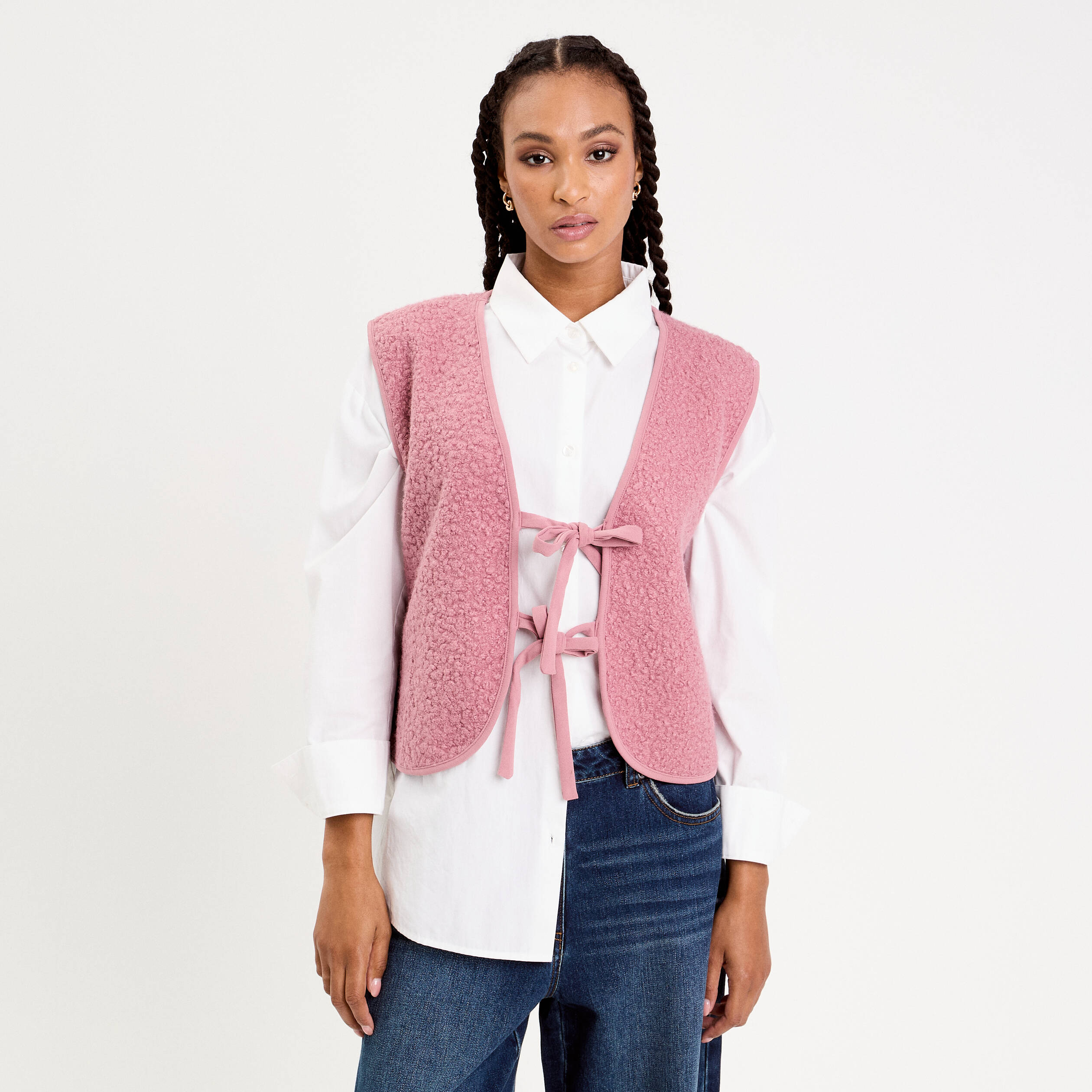 Gilet sans manches polaire vieux rose femme
