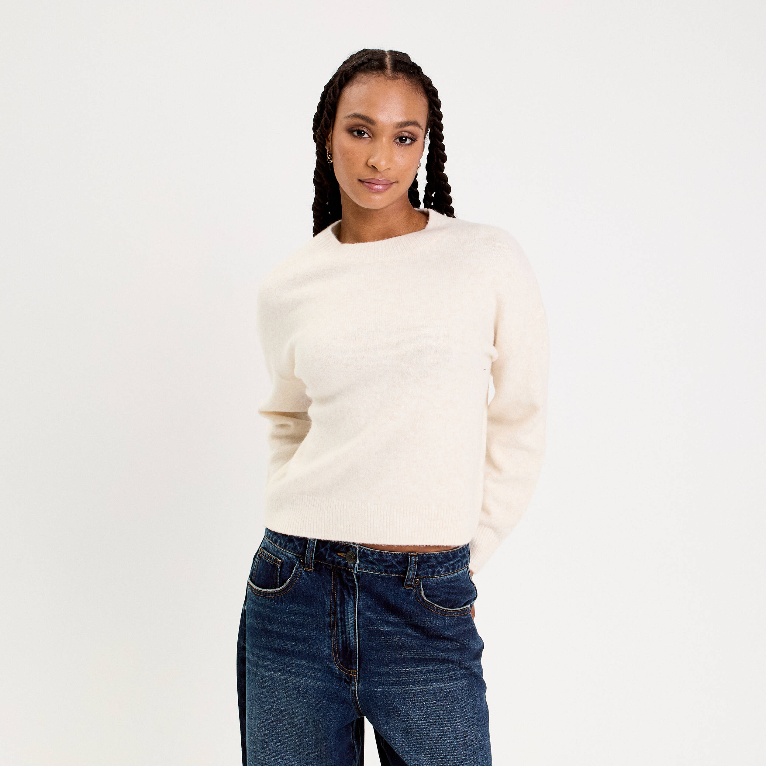 Pull oversize manches longues sable femme Vibs