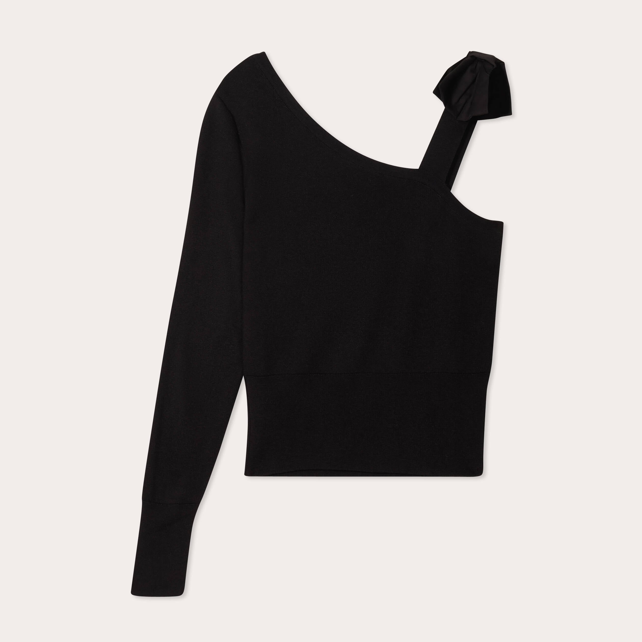 Pull asym&eacute;trique noir femme