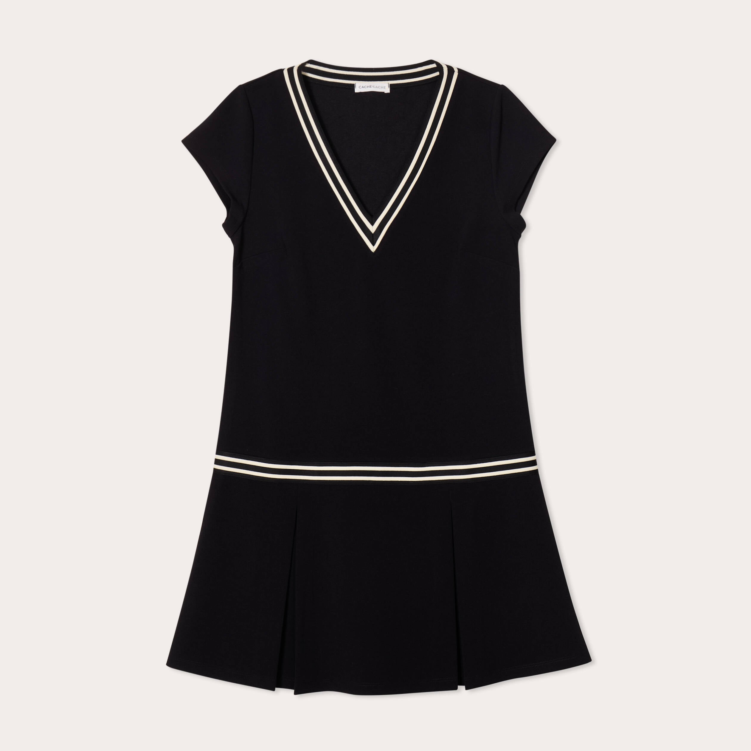 Robe &eacute;vas&eacute;e avec bandes noir femme