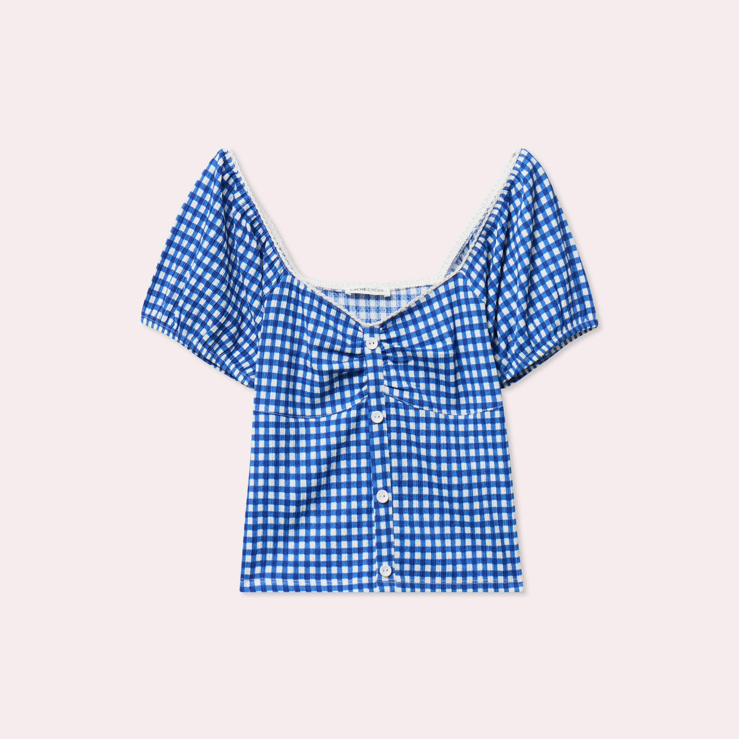 Blouse cropped bleu electrique femme