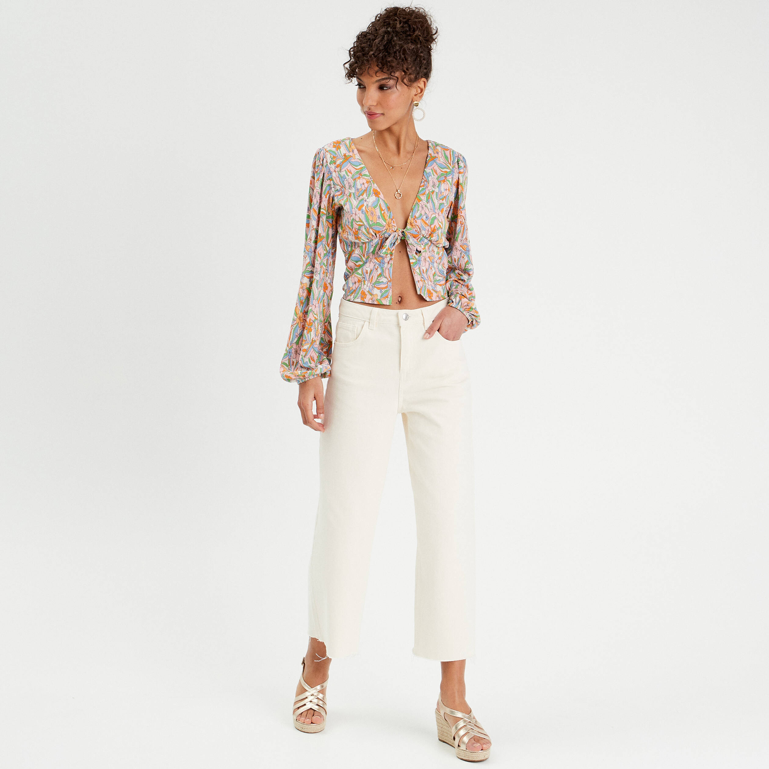 blouse manches longues plissee rose femme Blouse manches longues plissée rose femme