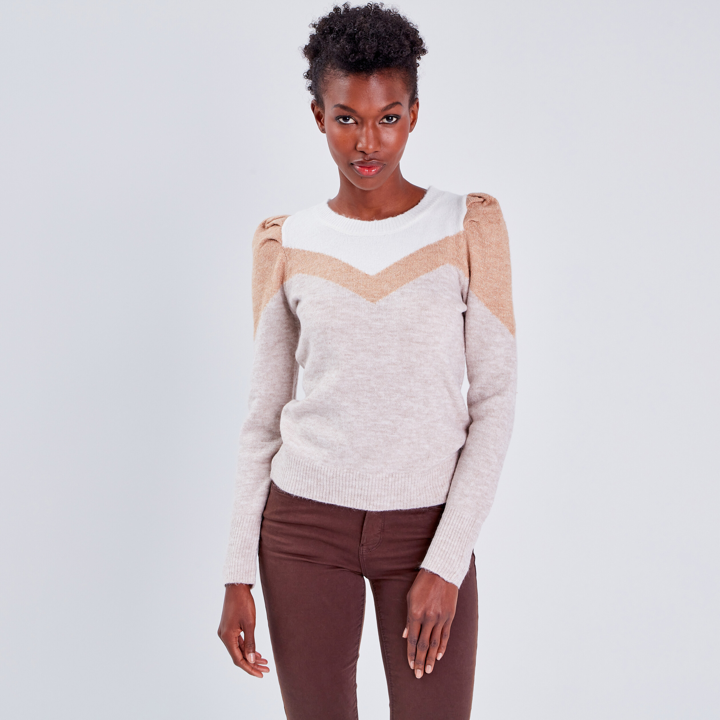 Pull Femme épaules Nues à Rayures Turquoise Et Marine - Taille 38/40 (S/M), Col Très évasé, Occasion