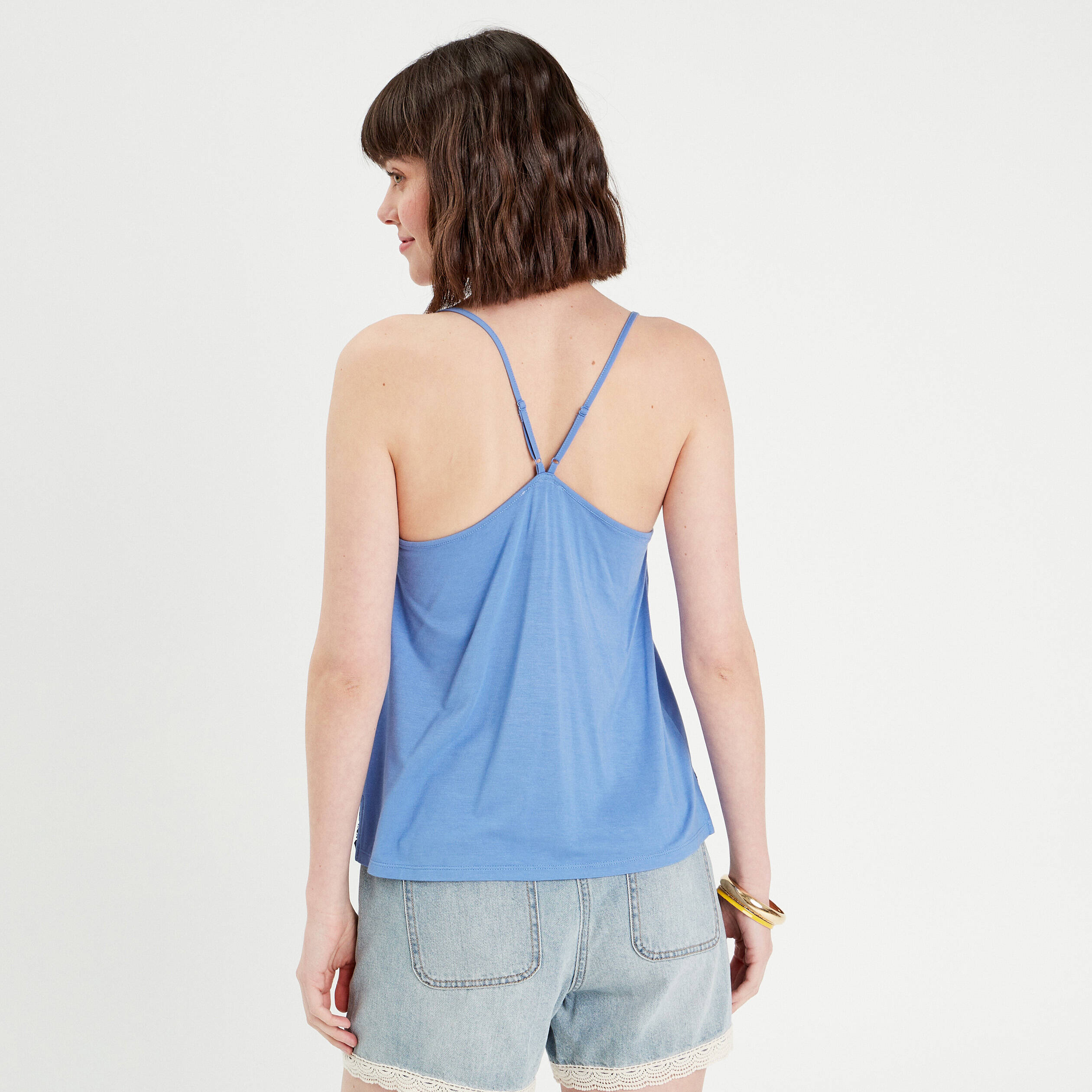 debardeur bretelles fines bleu femme Débardeur bretelles fines bleu femme