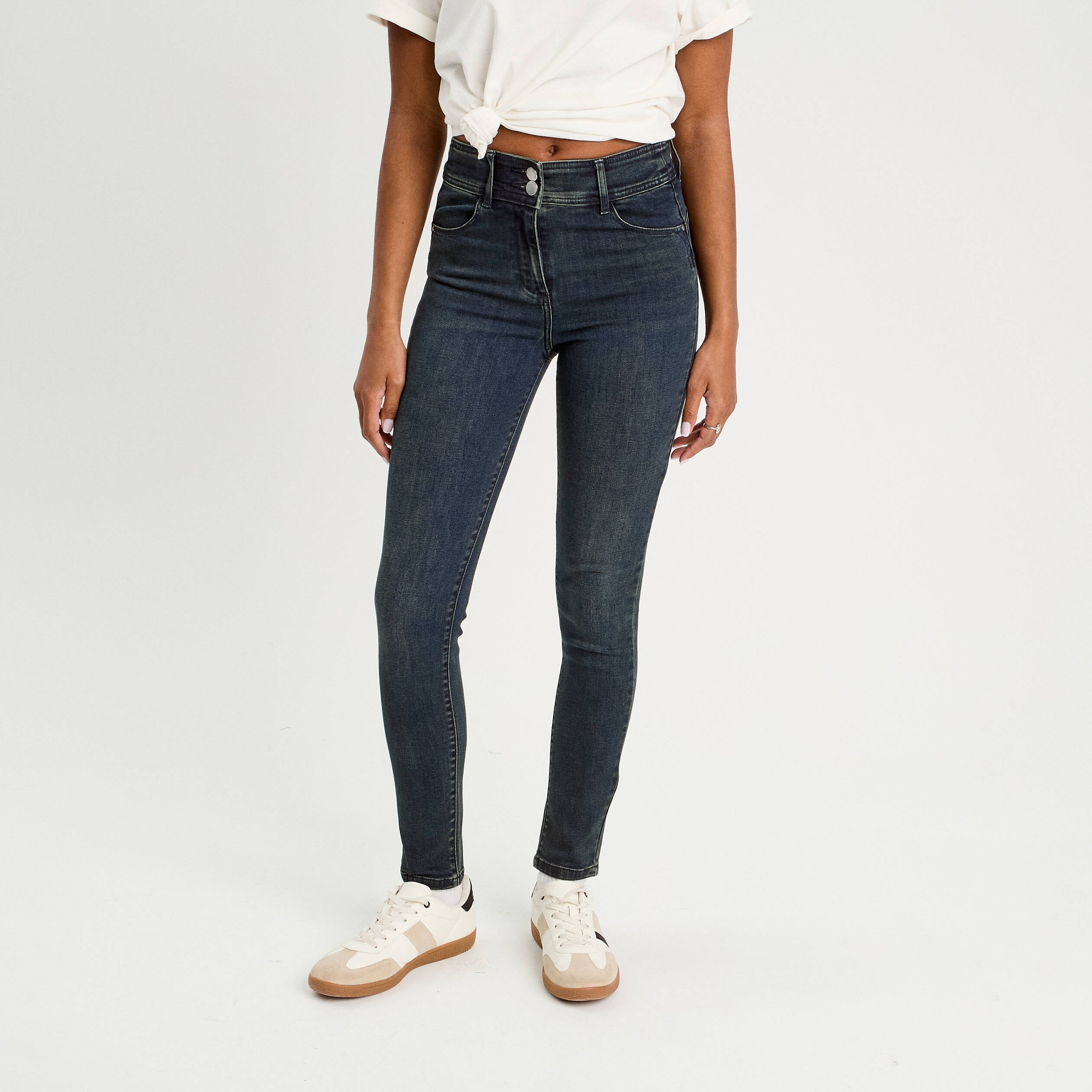Jeans slim push-up denim blue black femme