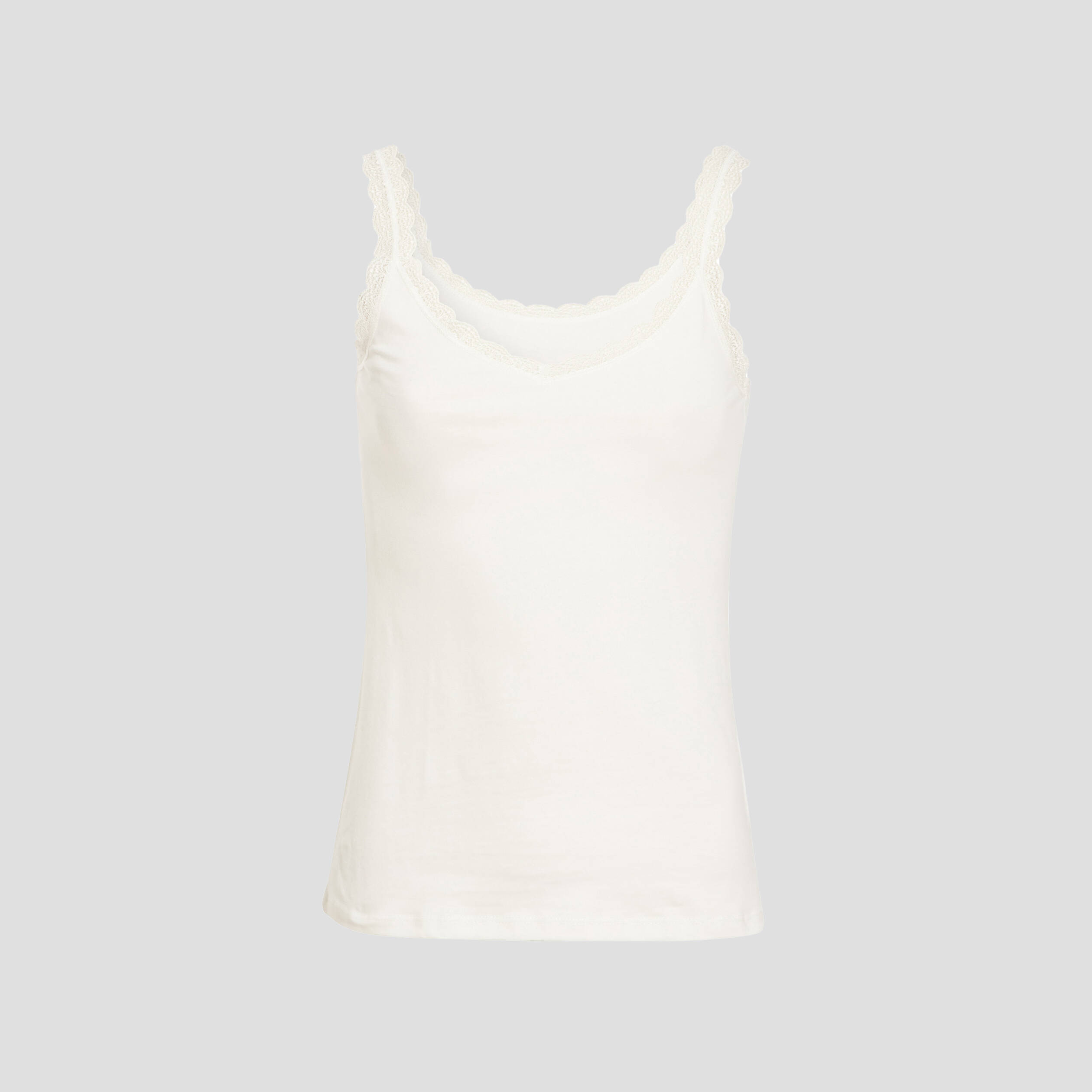 Débardeur liserés dentelle ecru femme