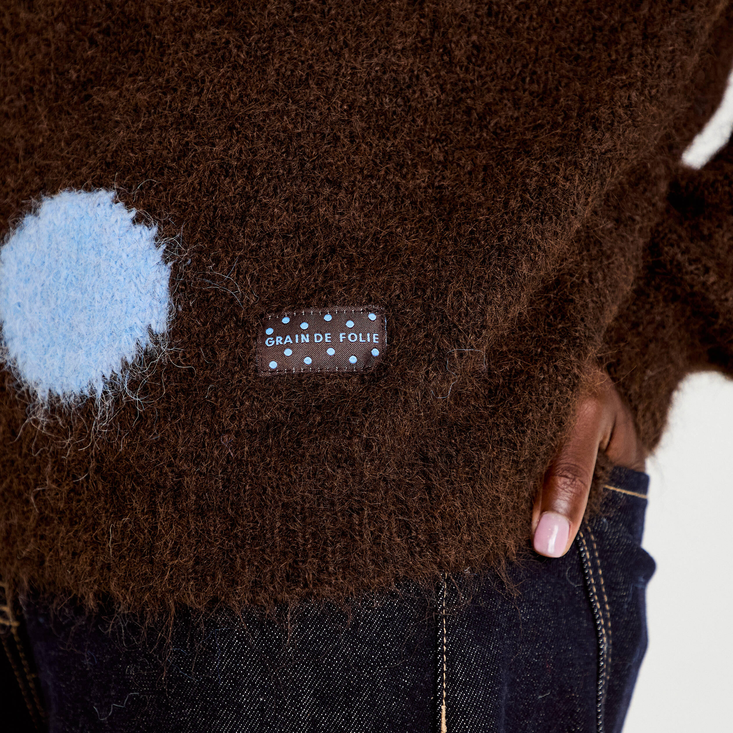 Pull manches longues marron fonc&eacute; femme