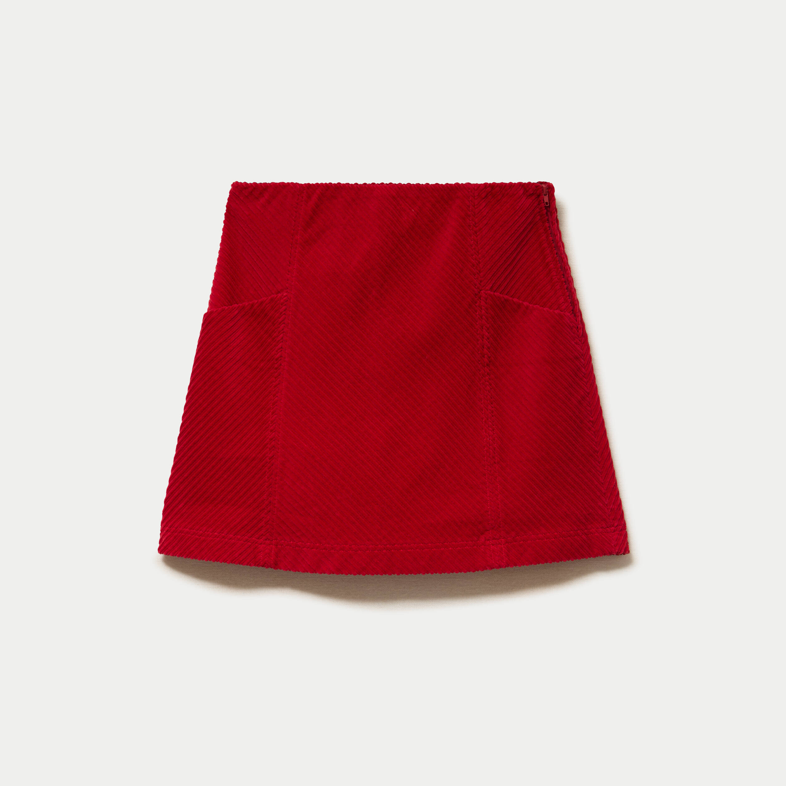 Jupe trap&egrave;ze en velours rouge femme