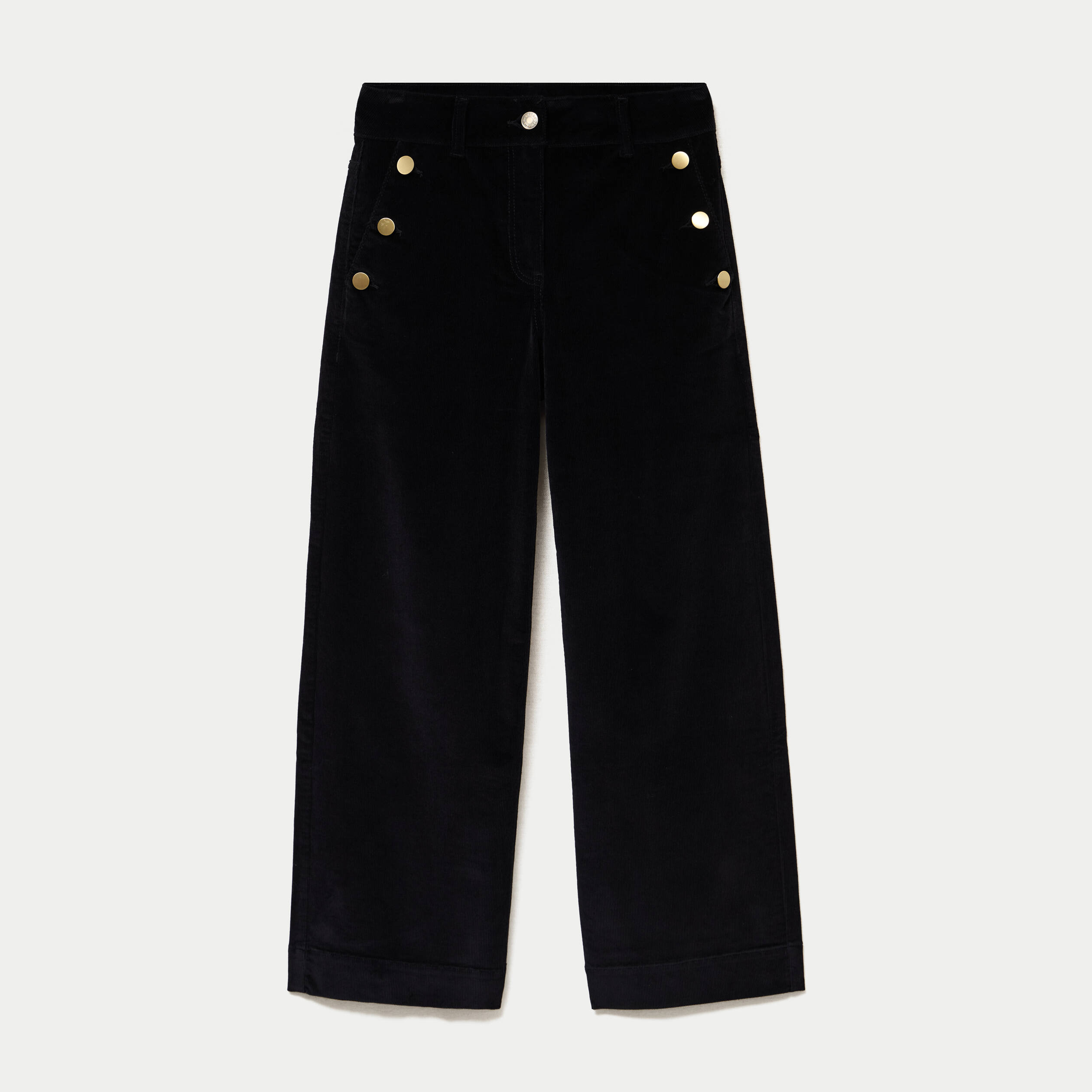 Pantalon taille haute velours noir femme