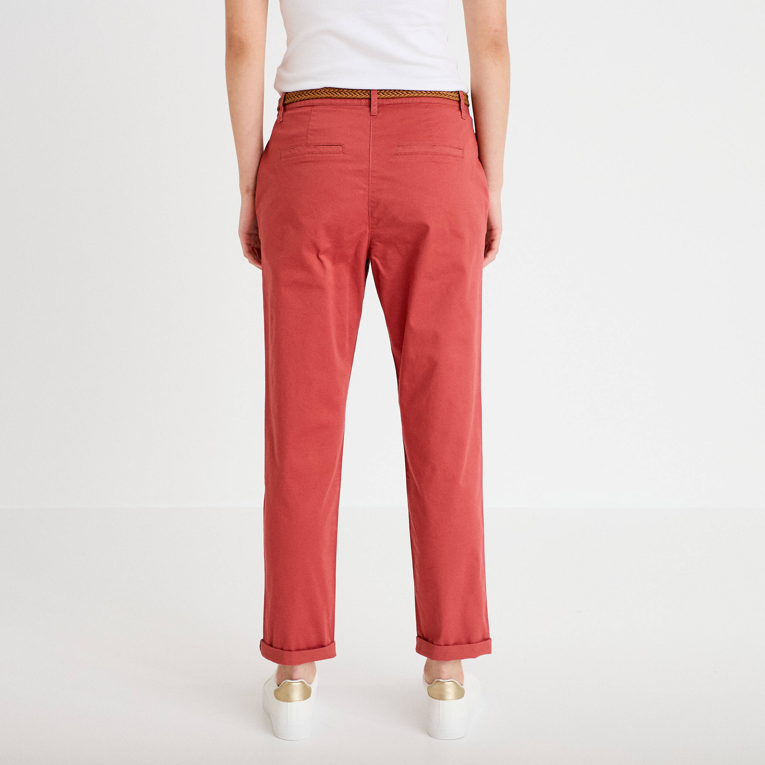 Pantalon chino 7/8&egrave;me vieux rose femme