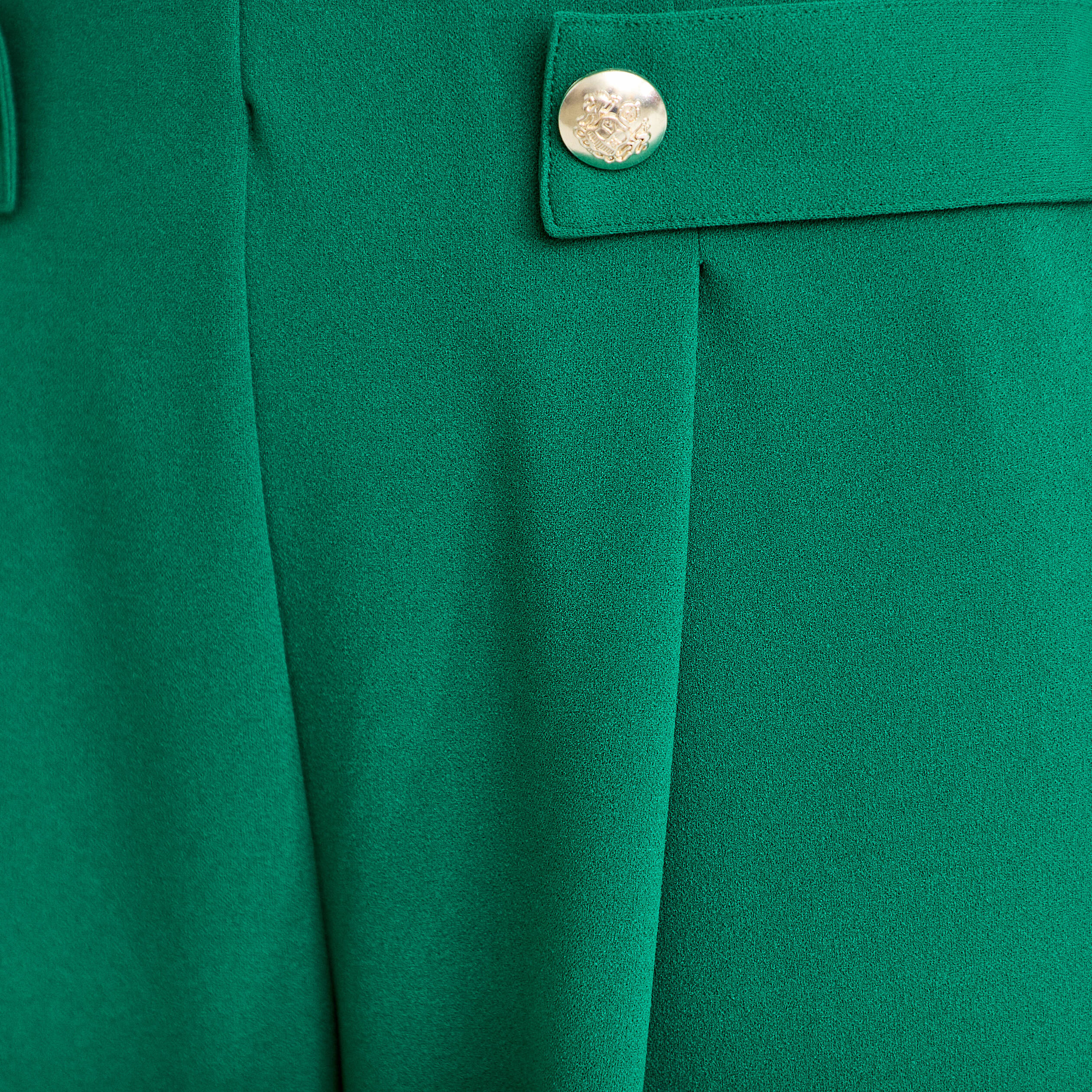 Pantalon large taille haute fluide vert femme