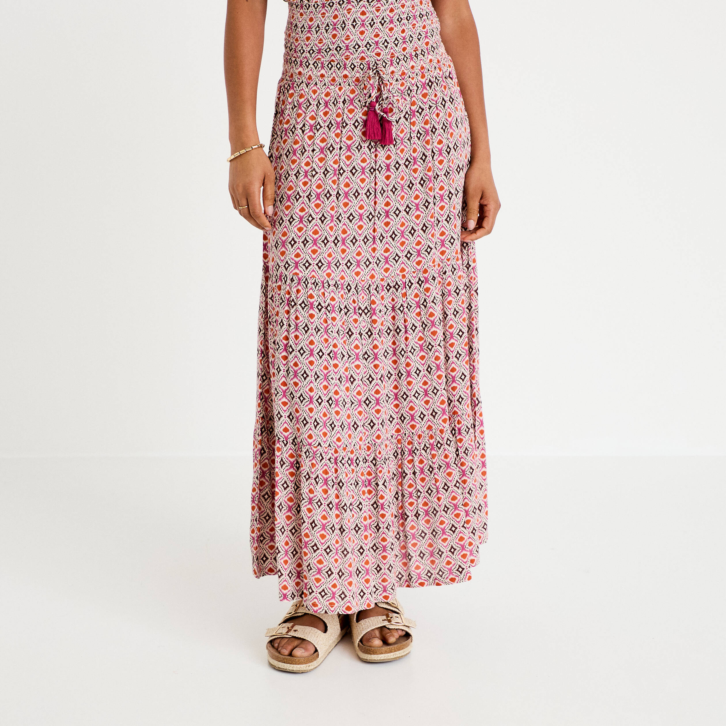 Jupon long &eacute;vas&eacute; blanc femme