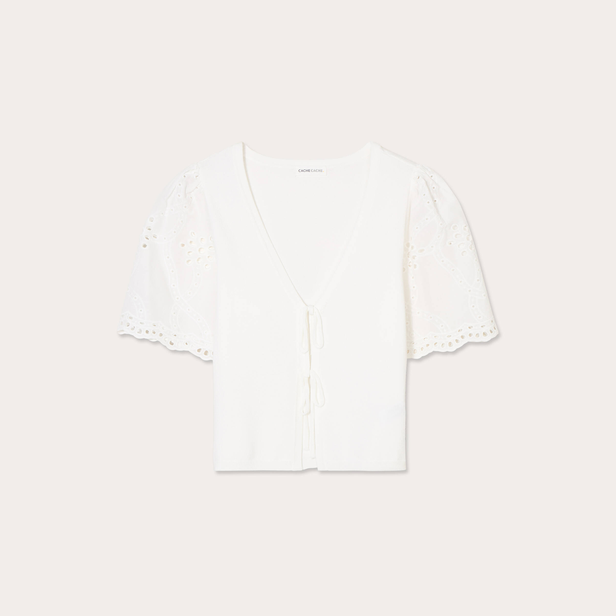 gilet manches brodees blanc femme Gilet manches brodées blanc femme