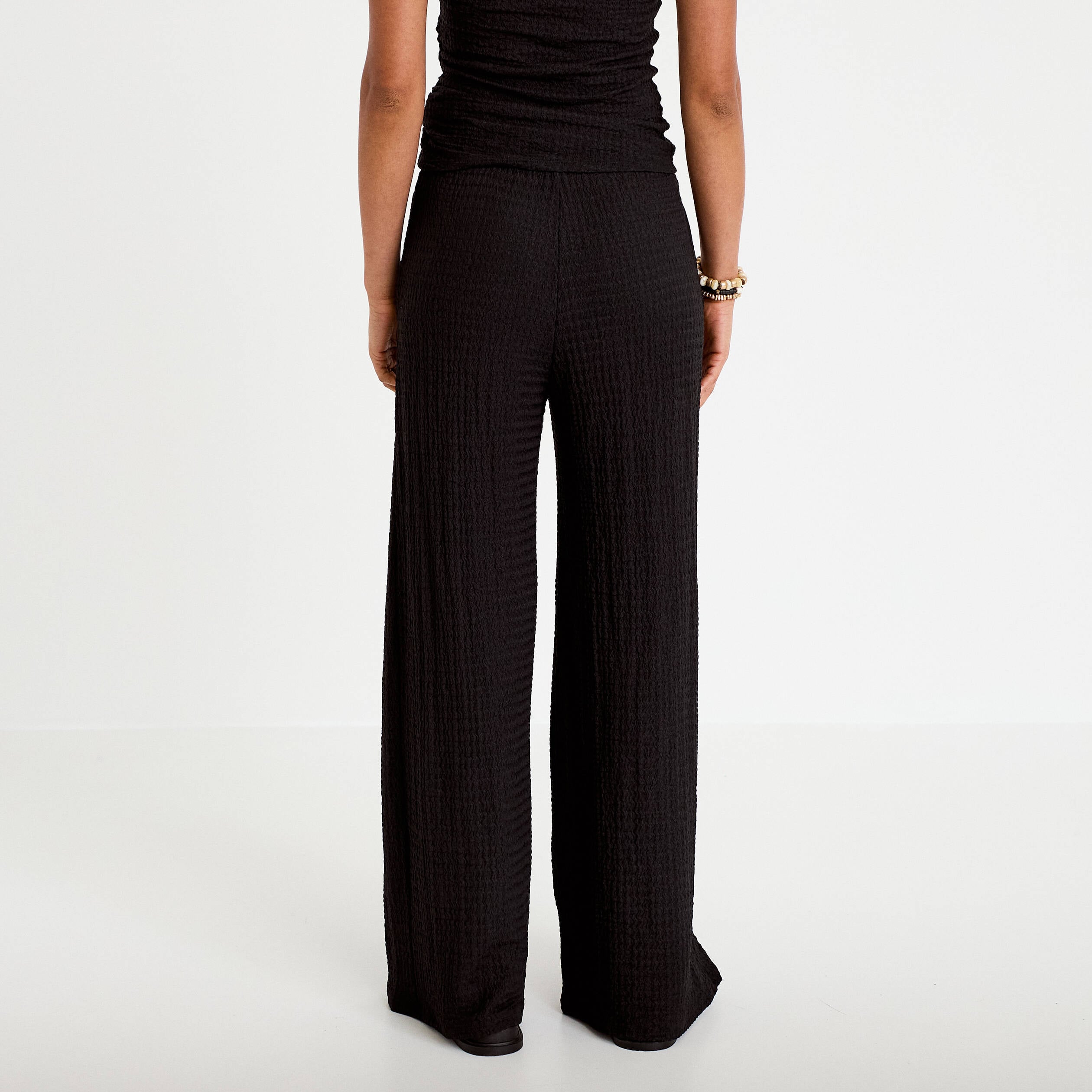 Pantalon large taille standard noir femme