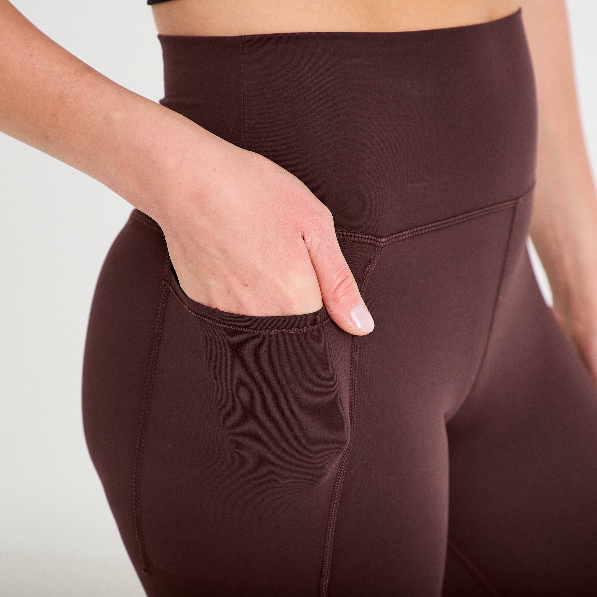 Leggings taille haute marron fonc&eacute; femme