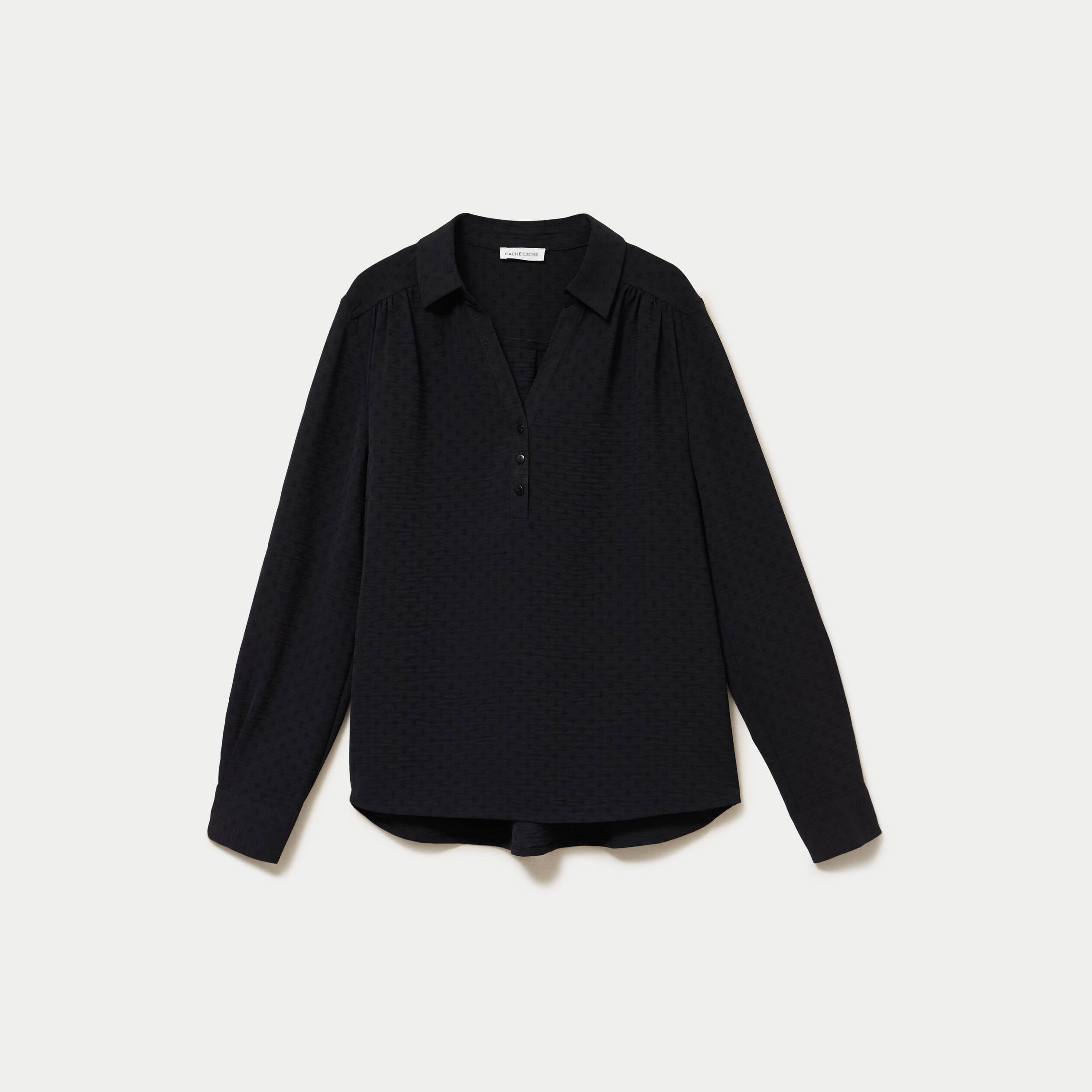 Blouse droite manches longues noir femme