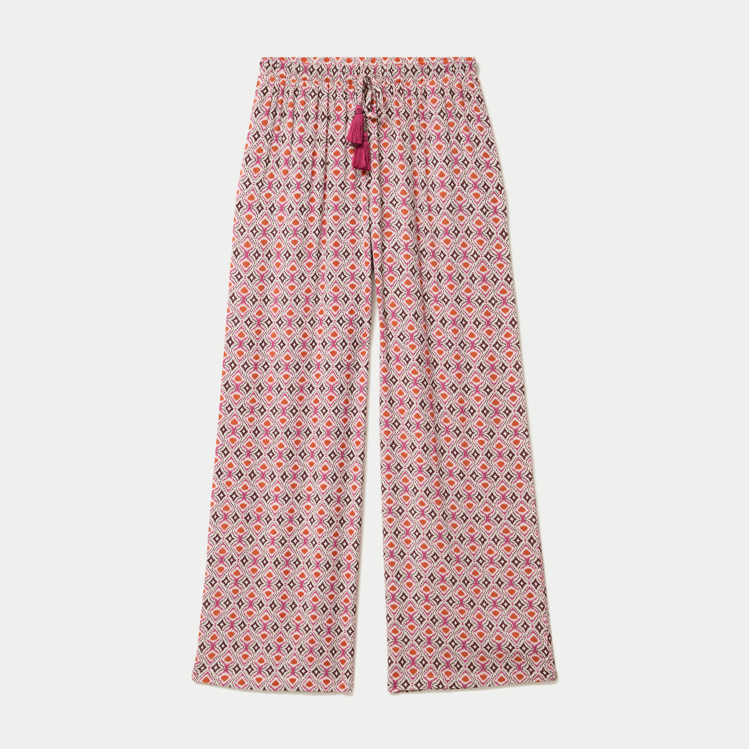 Pantalon large taille standard blanc femme