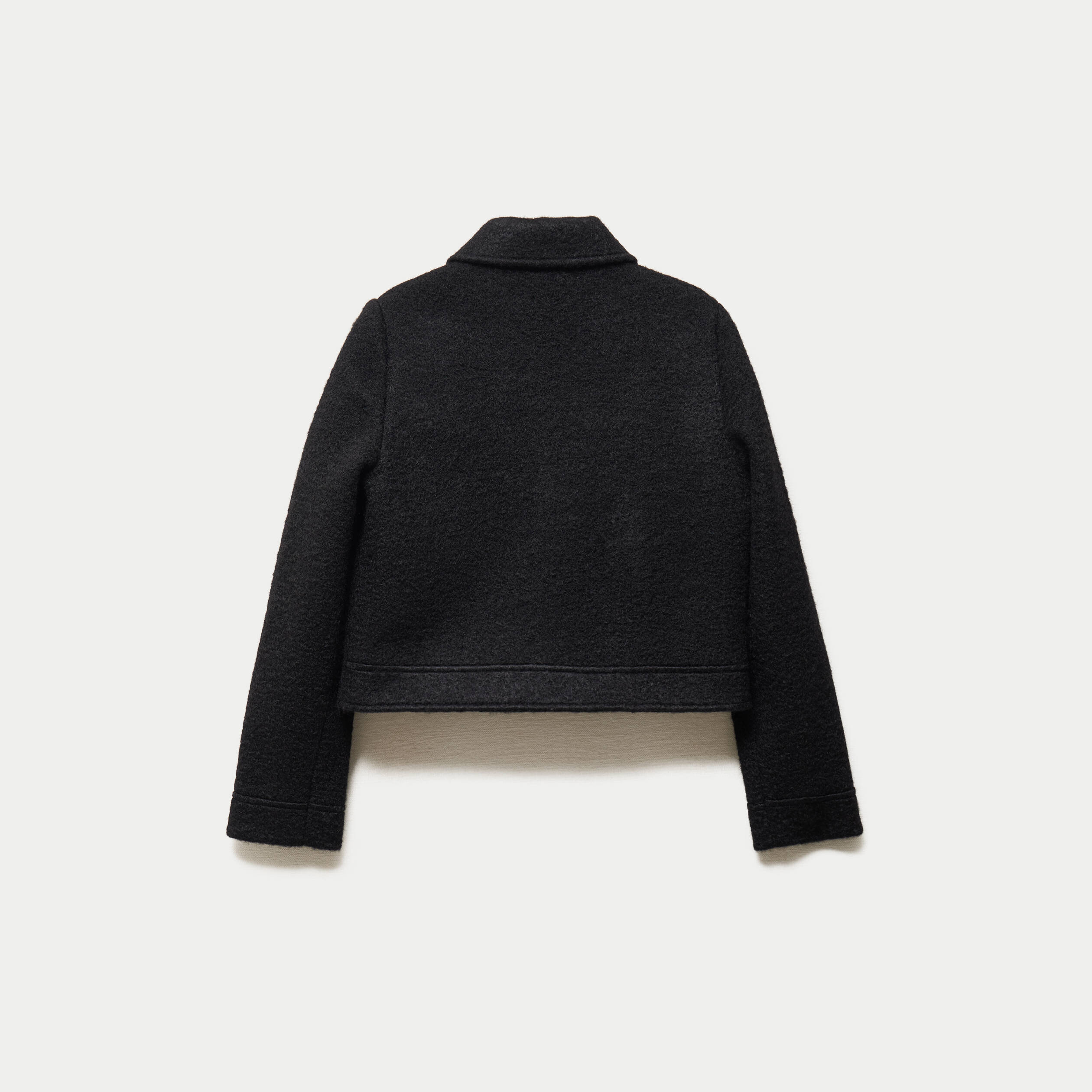 Veste cropped en bouclette noir femme