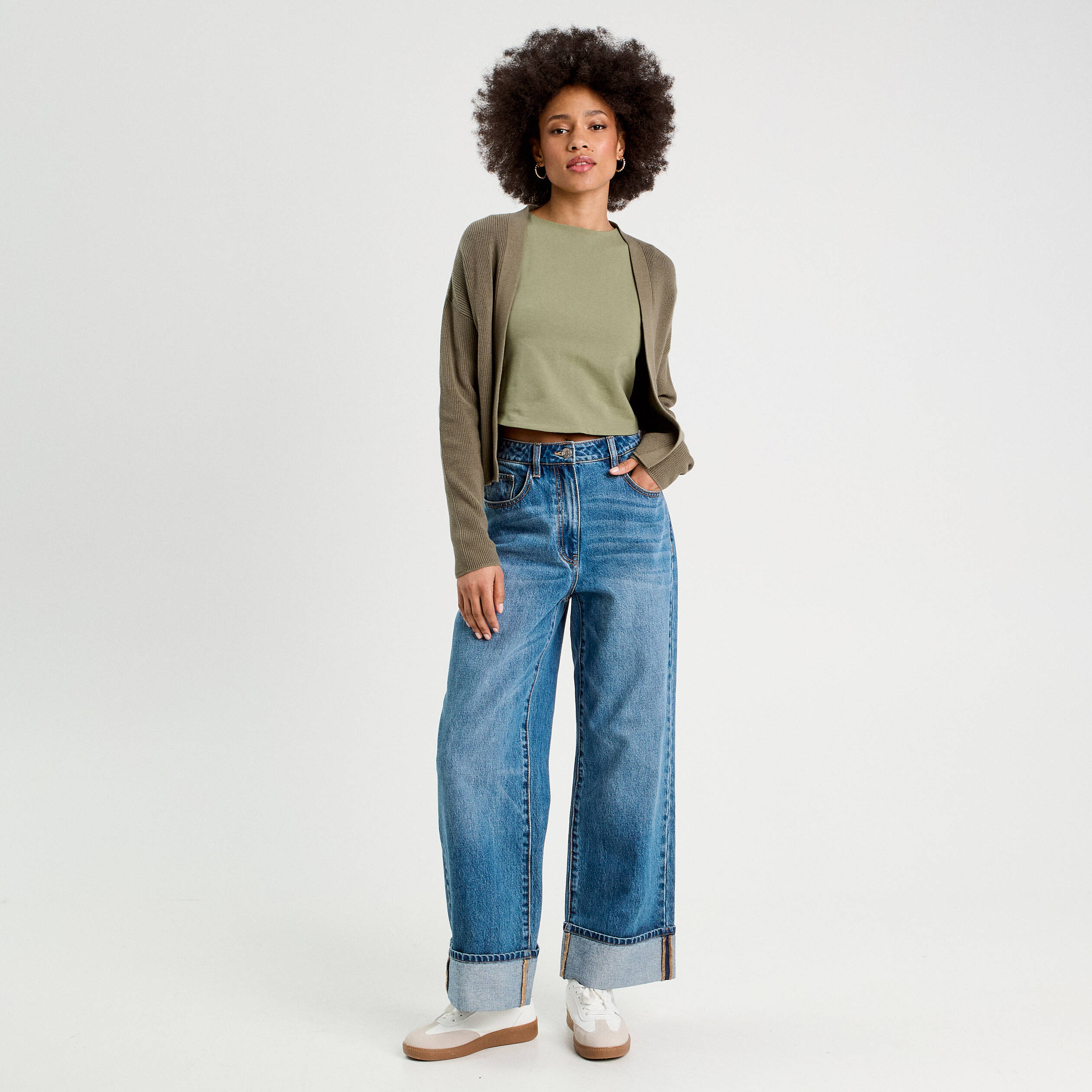 Débardeur cropped vert kaki femme