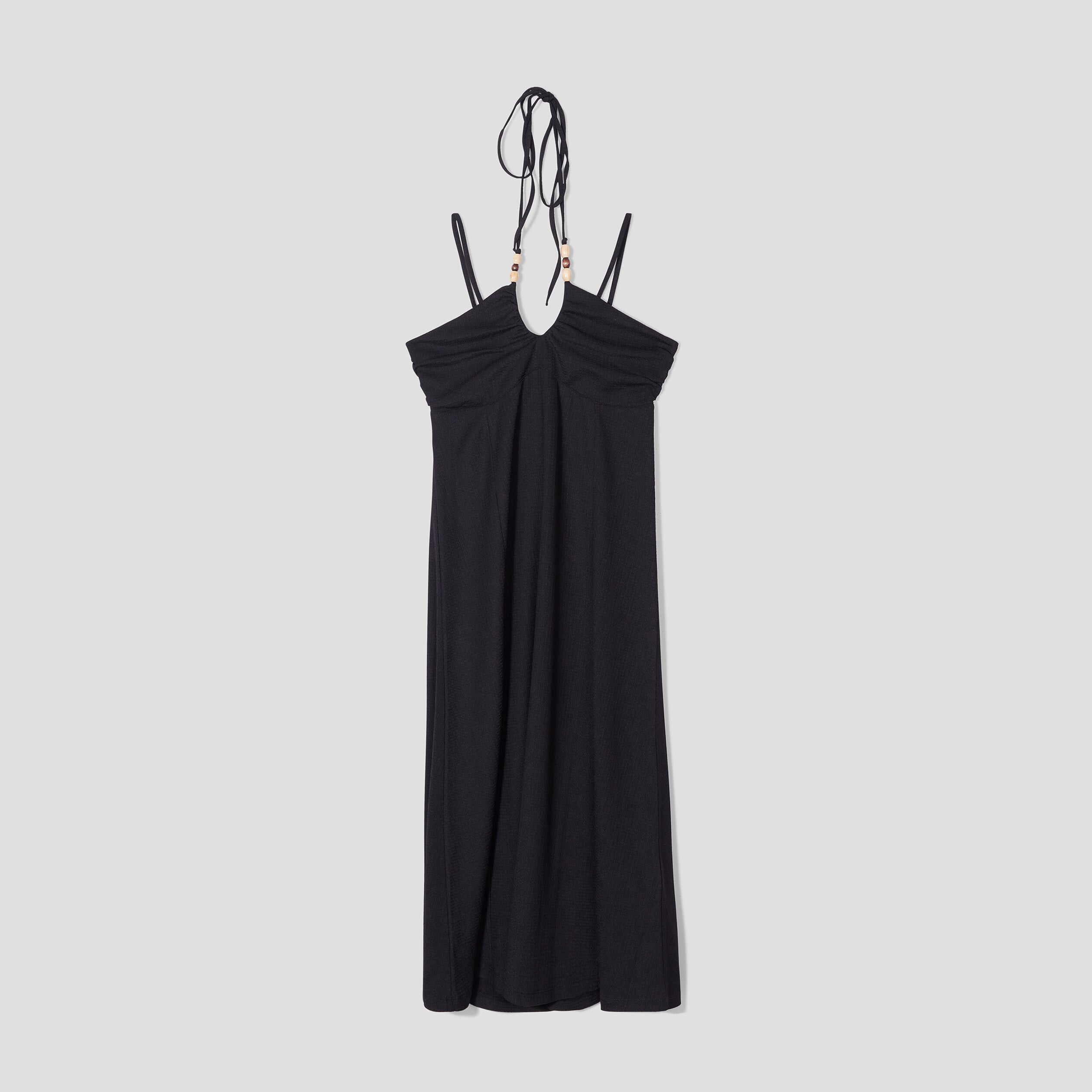 Robe &eacute;vas&eacute;e col bustier noir femme