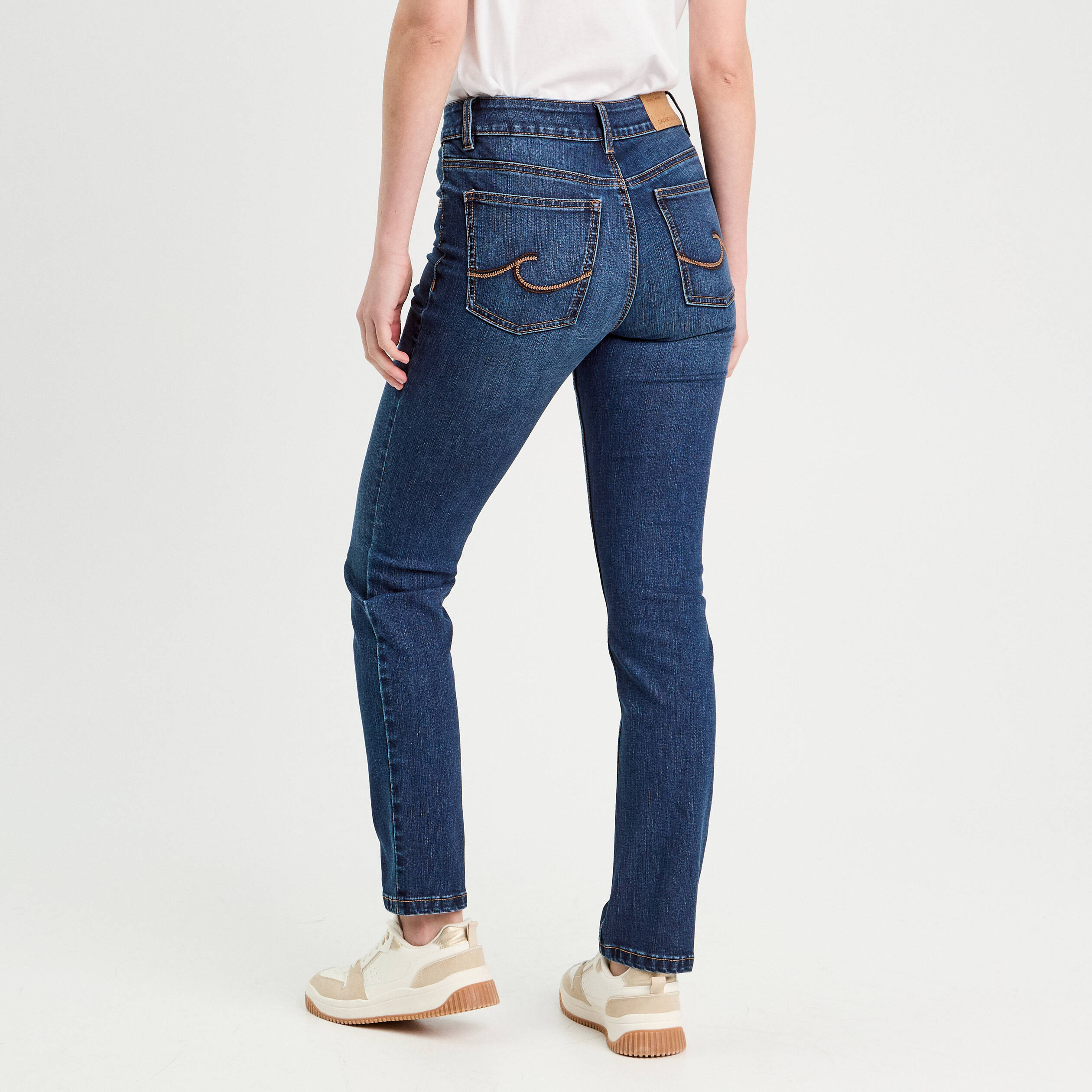jeans droit taille haute denim brut femme Jeans droit taille haute denim brut femme