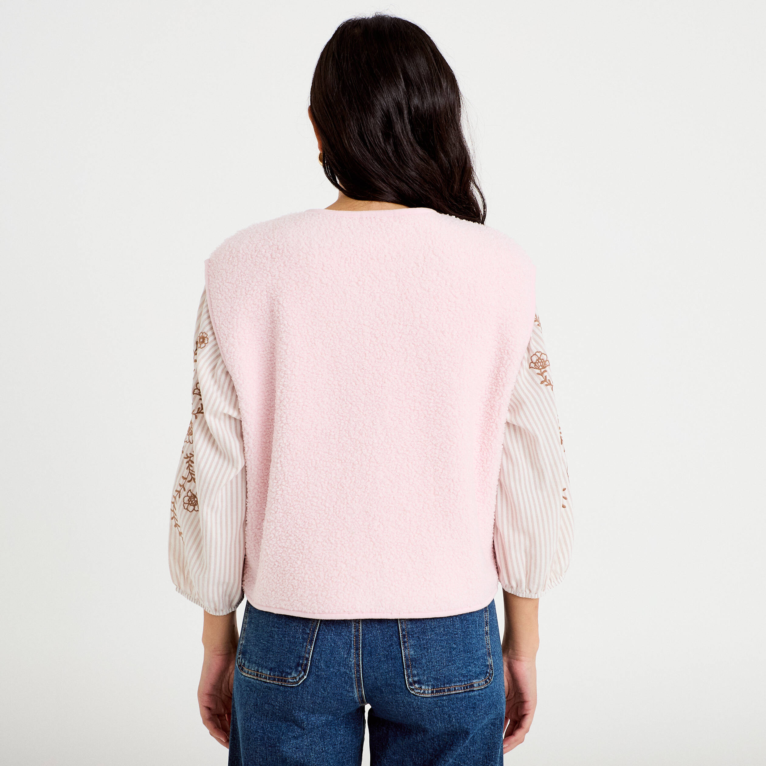 Gilet sans manches effet polaire rose clair femme