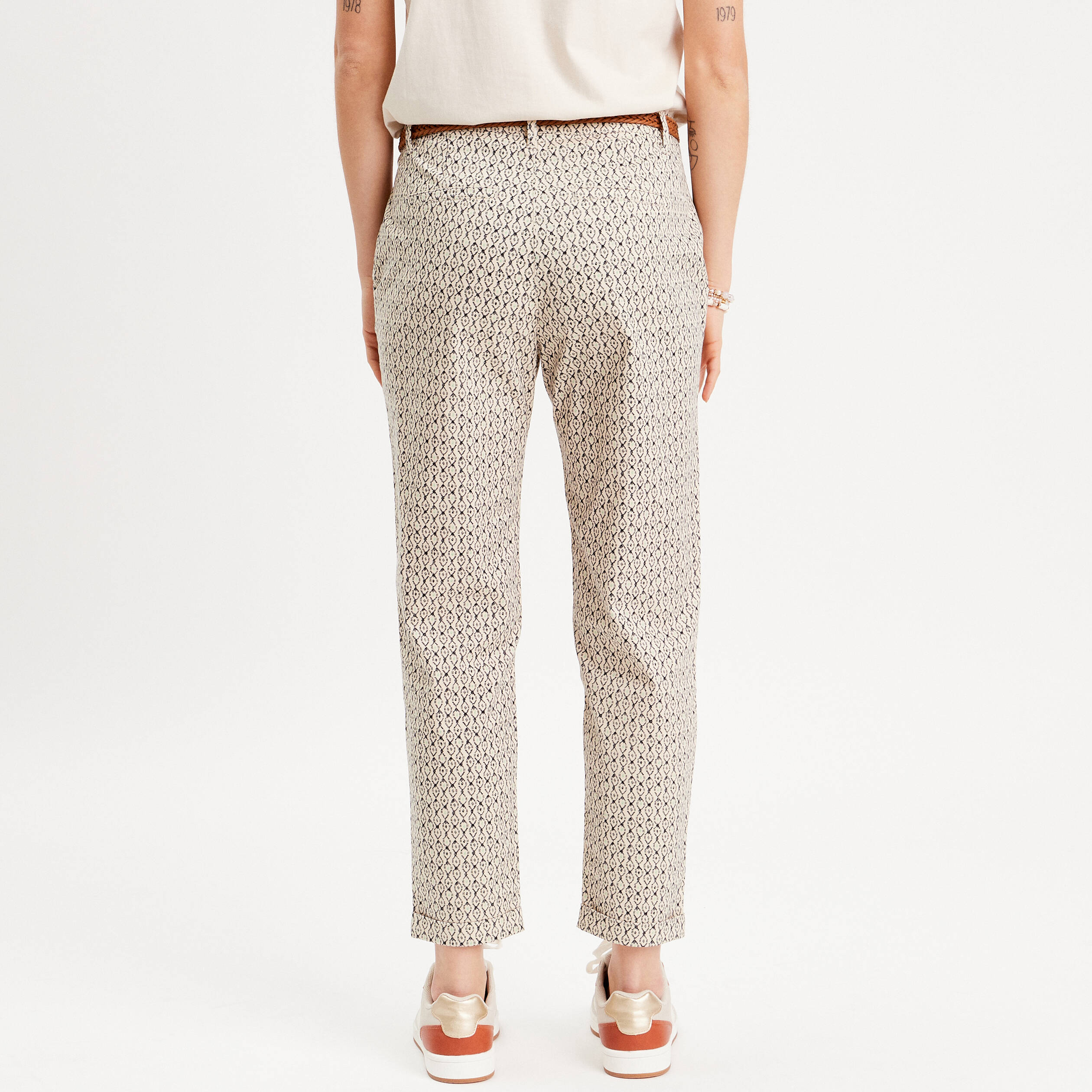pantalon chino slim 78eme blanc femme Pantalon chino slim 7/8ème blanc femme