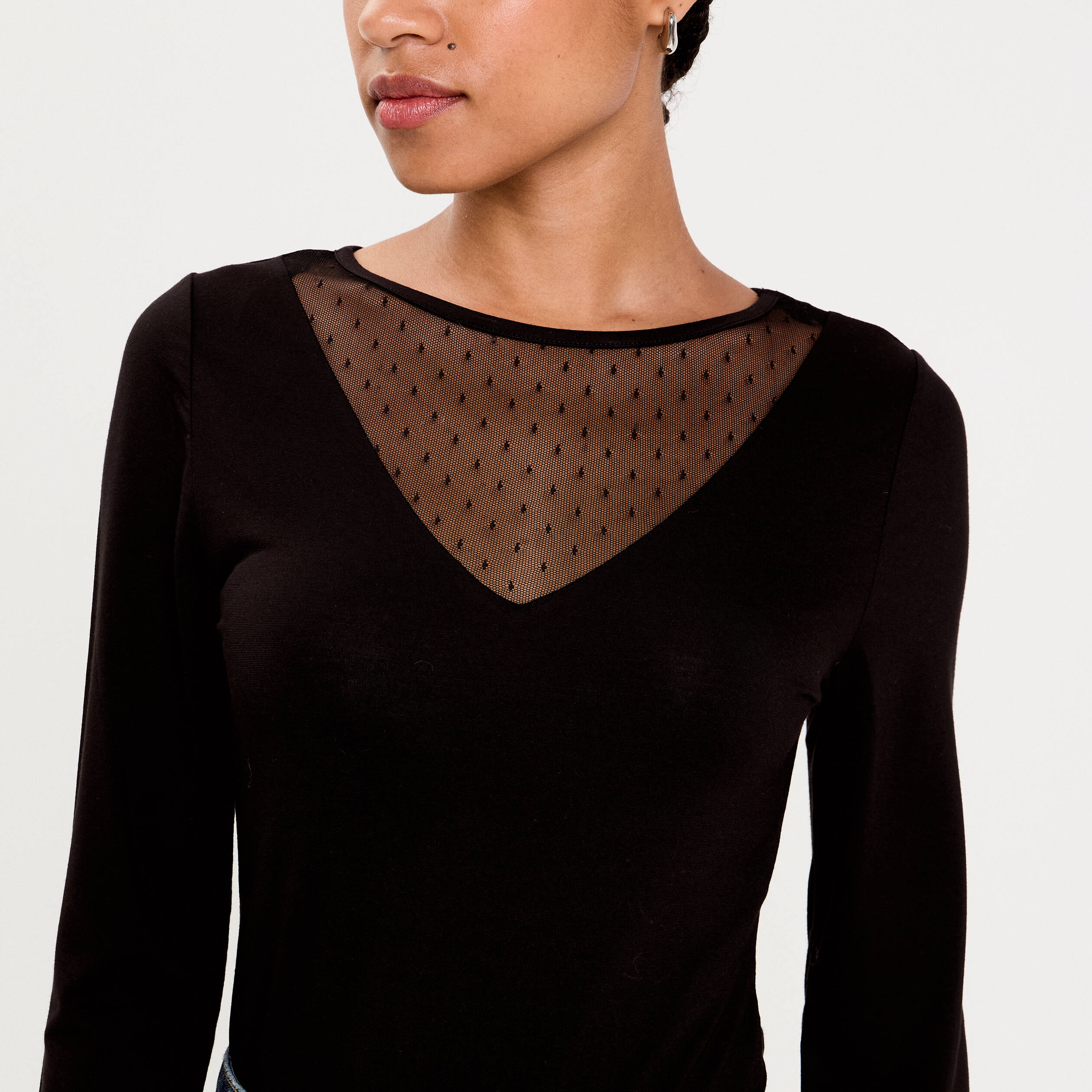 Body thermique col rond manches longues noir femme