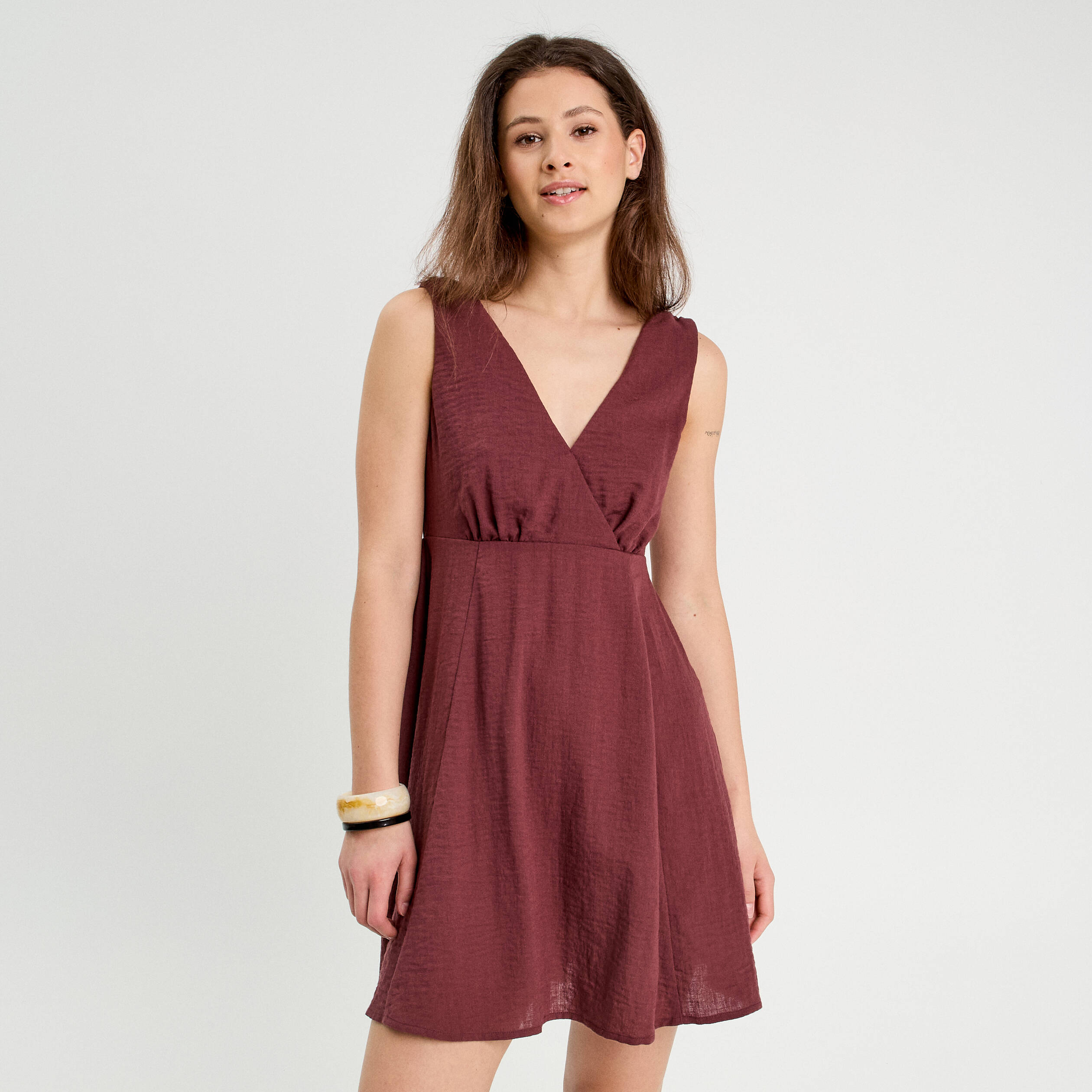 robe evasee sans manches prune femme Robe évasée sans manches prune femme