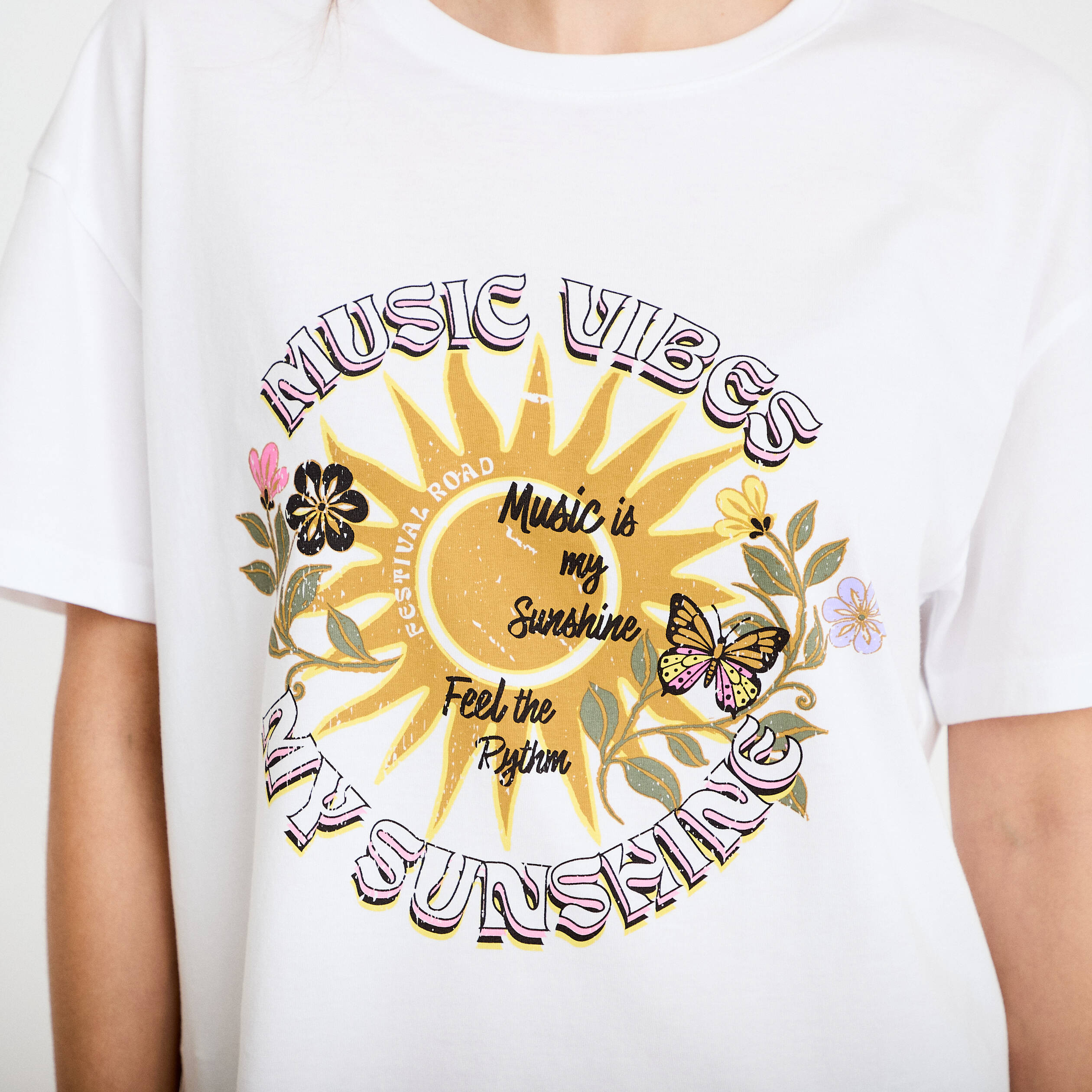 T-shirt oversize manches courtes blanc femme