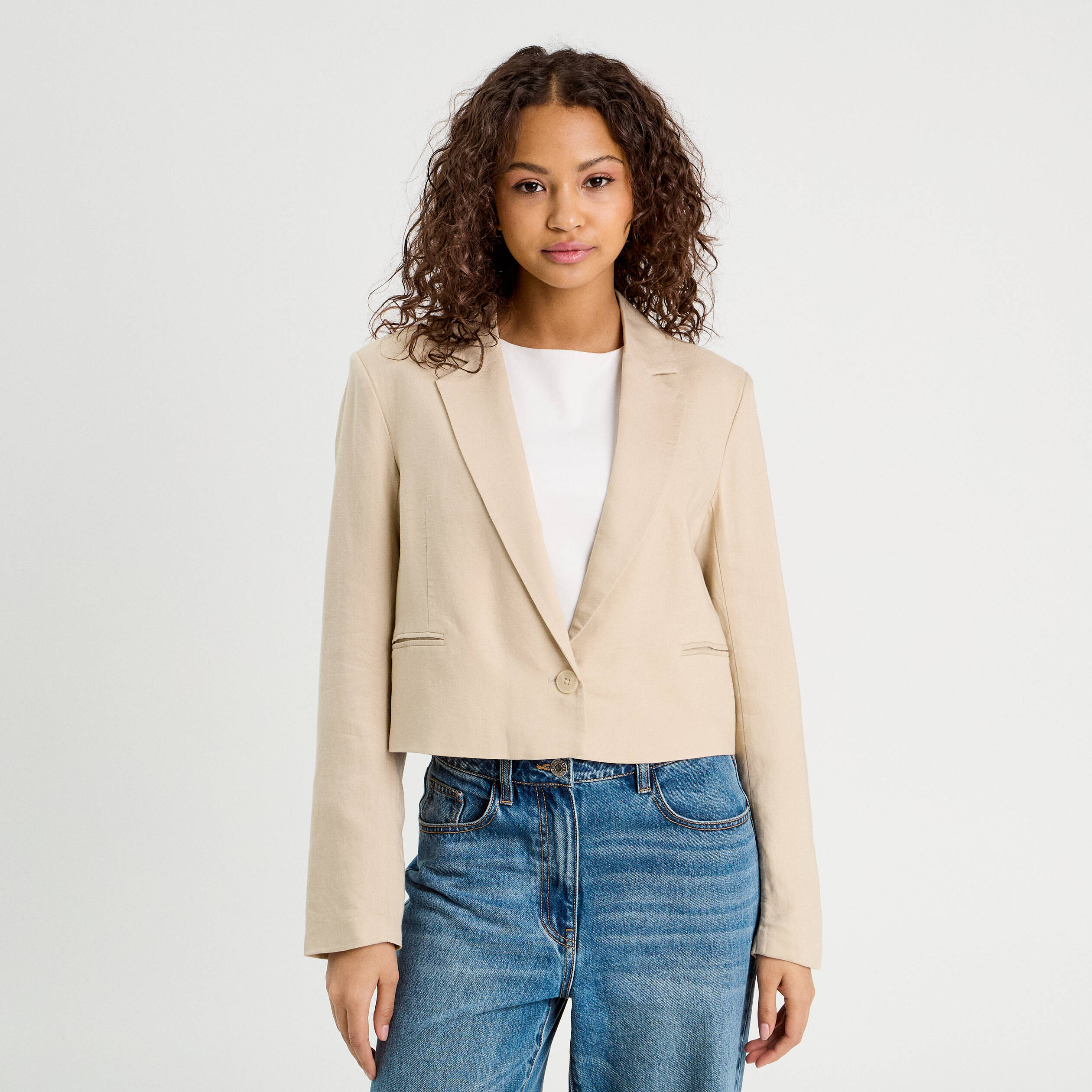 Marque Esprit Esprit Femme Vetement Veste Esprit Blazer Beige Femme