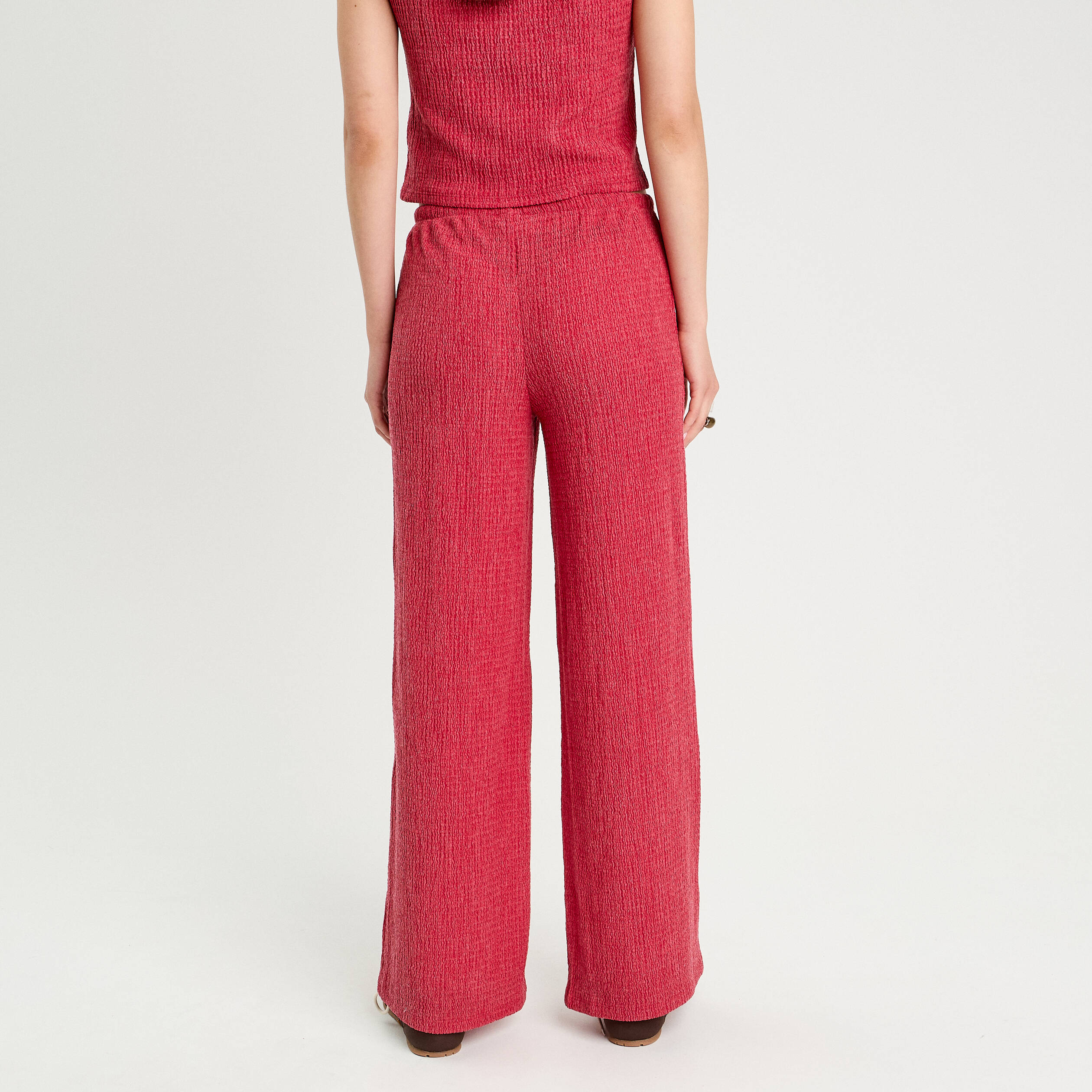 Pantalon large rouge foncé femme