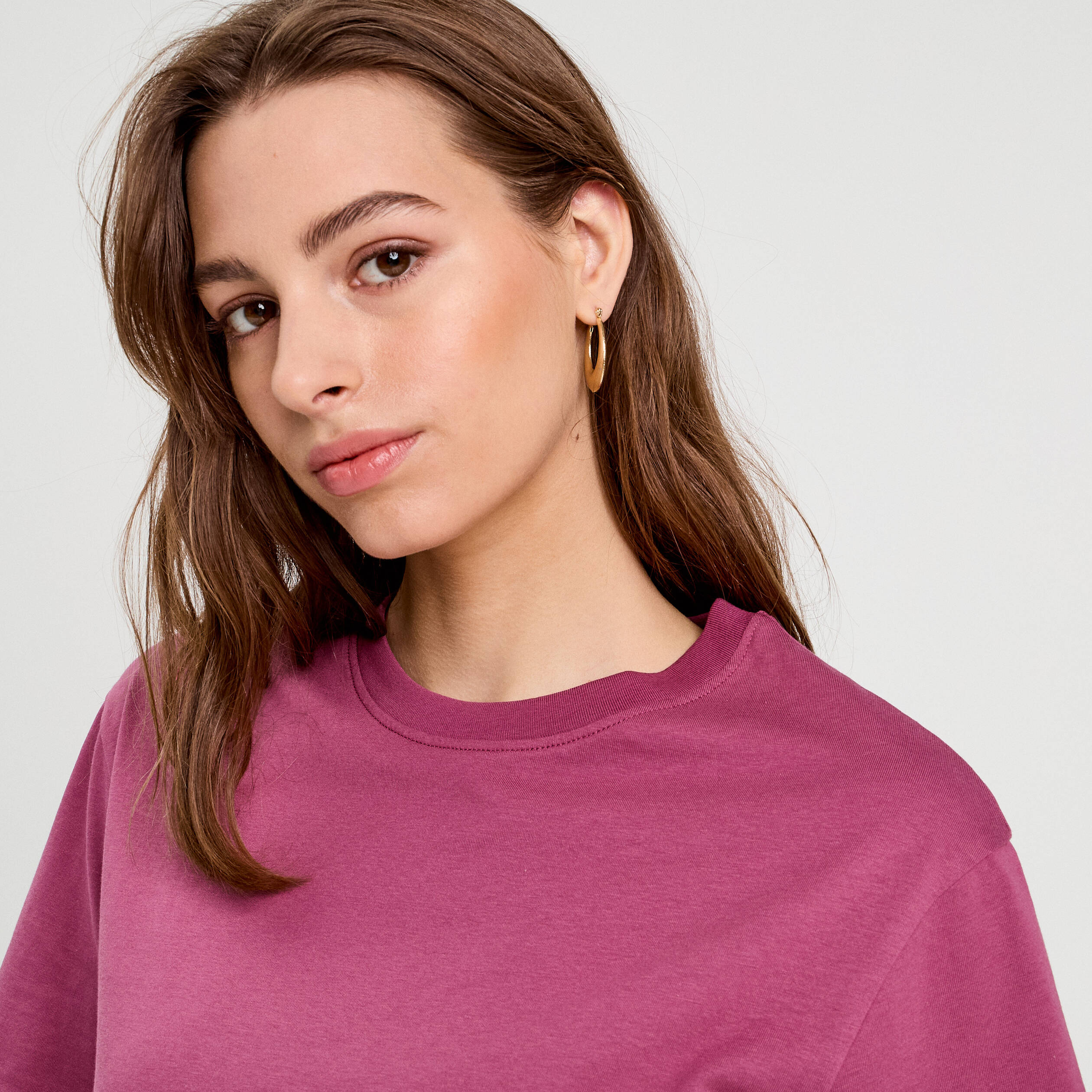 t shirt oversize col rond prune femme T-shirt oversize col rond prune femme