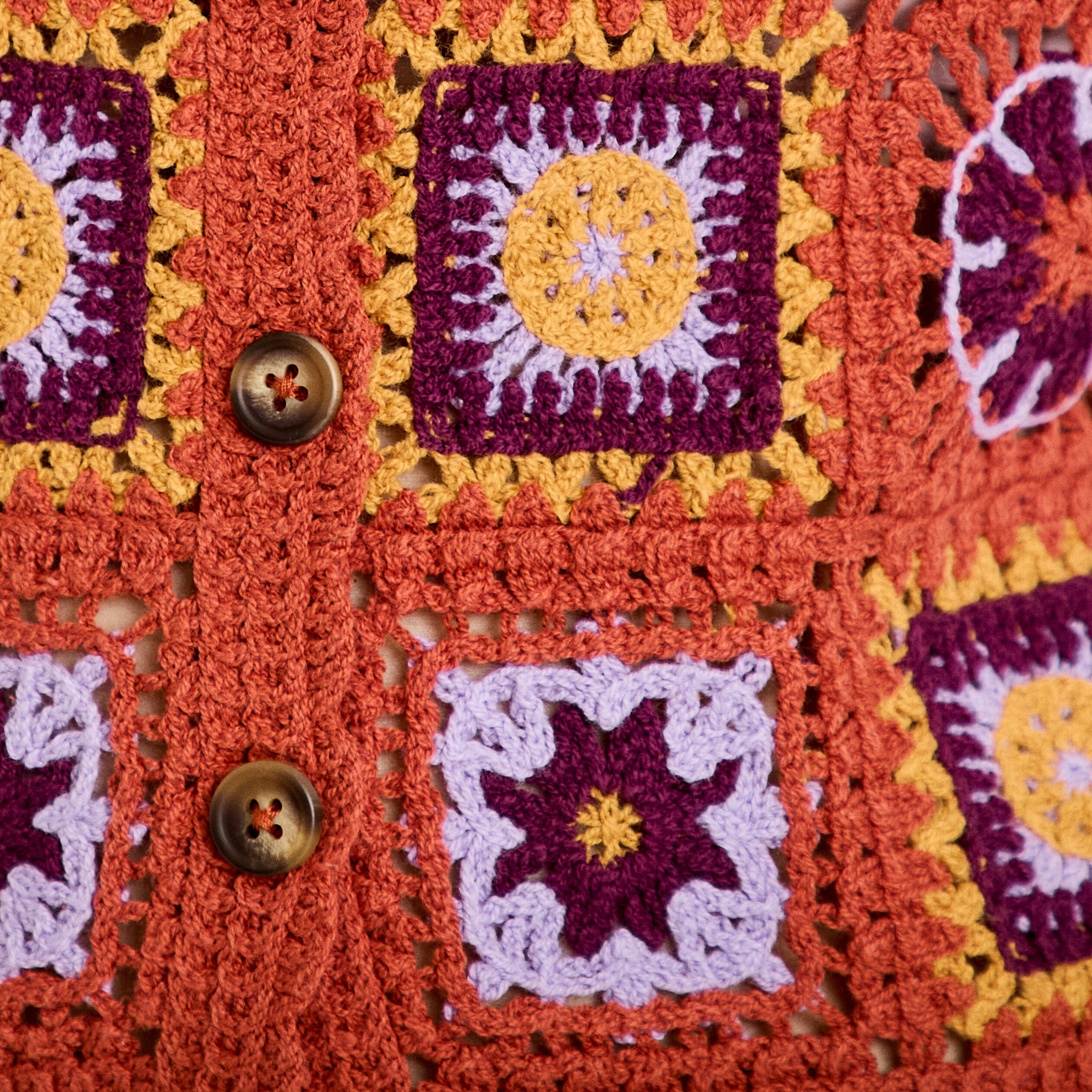 Gilet sans manches macram&eacute; vieux rose femme
