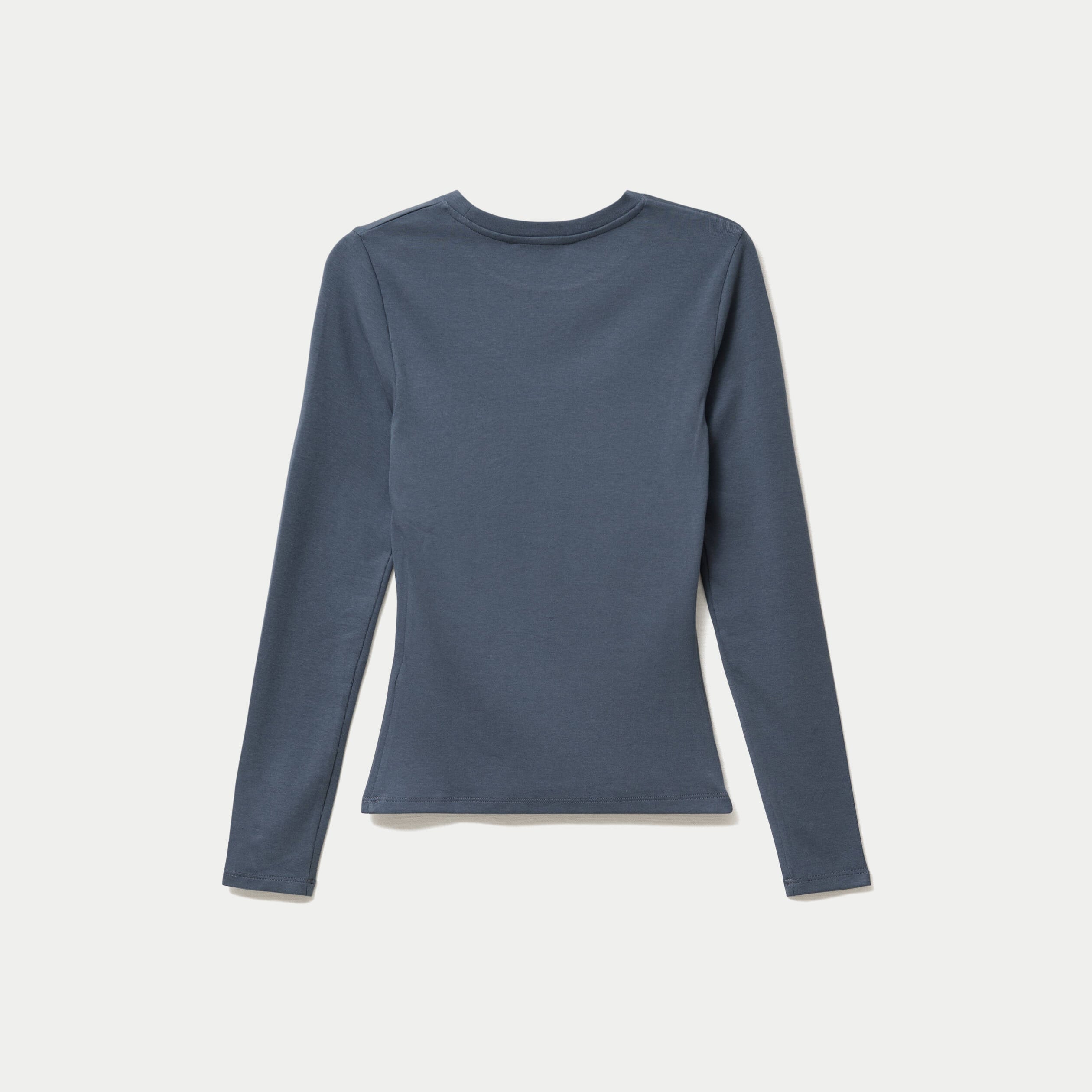 T-shirt cintr&eacute; col rond manches longues gris femme