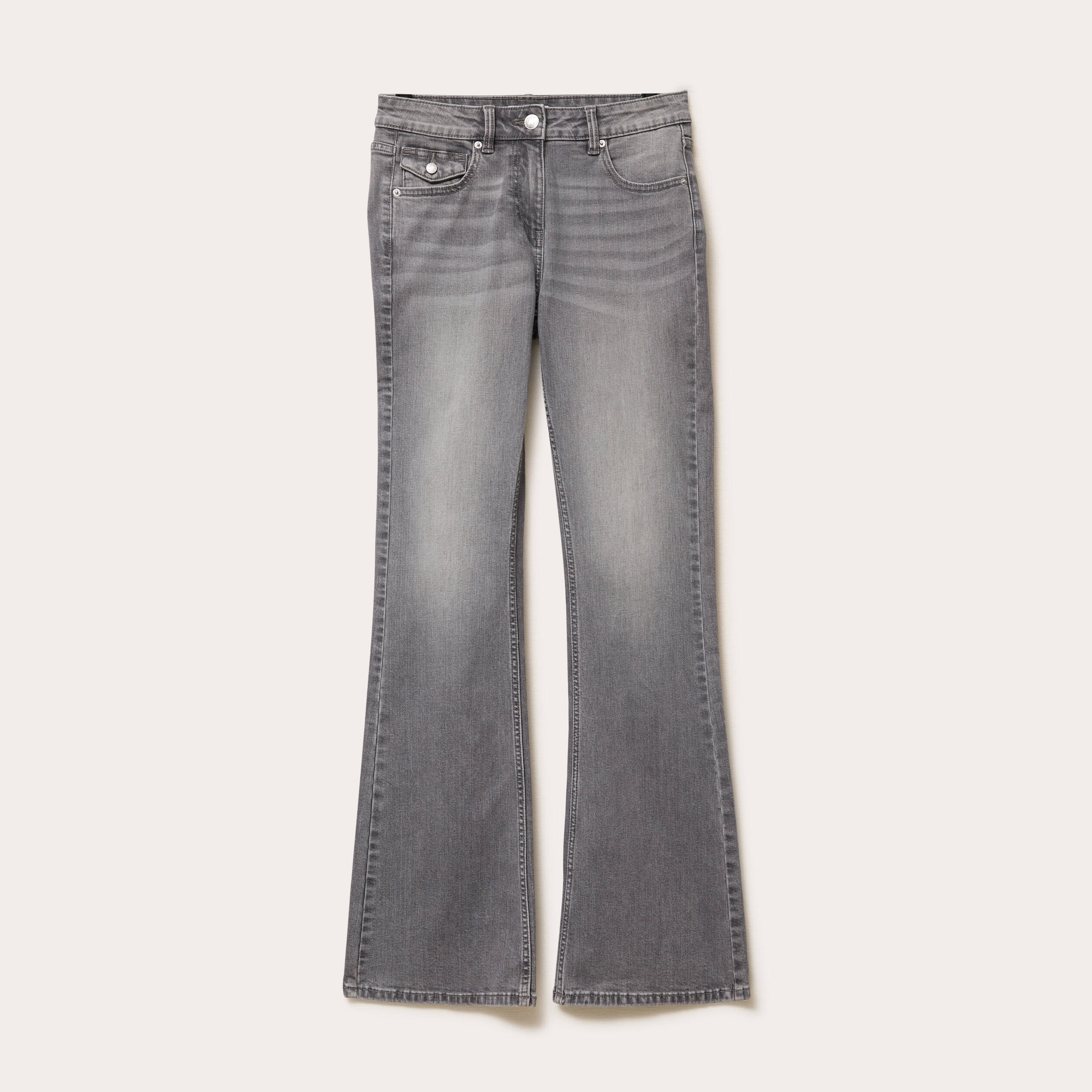 jean flare taille basse denim gris femme Jean flare taille basse denim gris femme