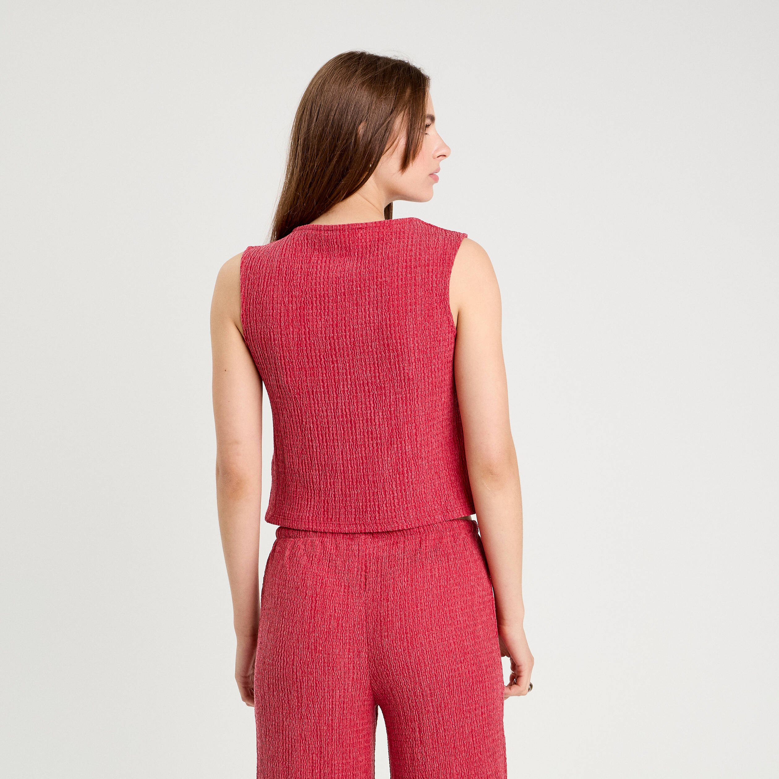 Débardeur sans manches rouge foncé femme