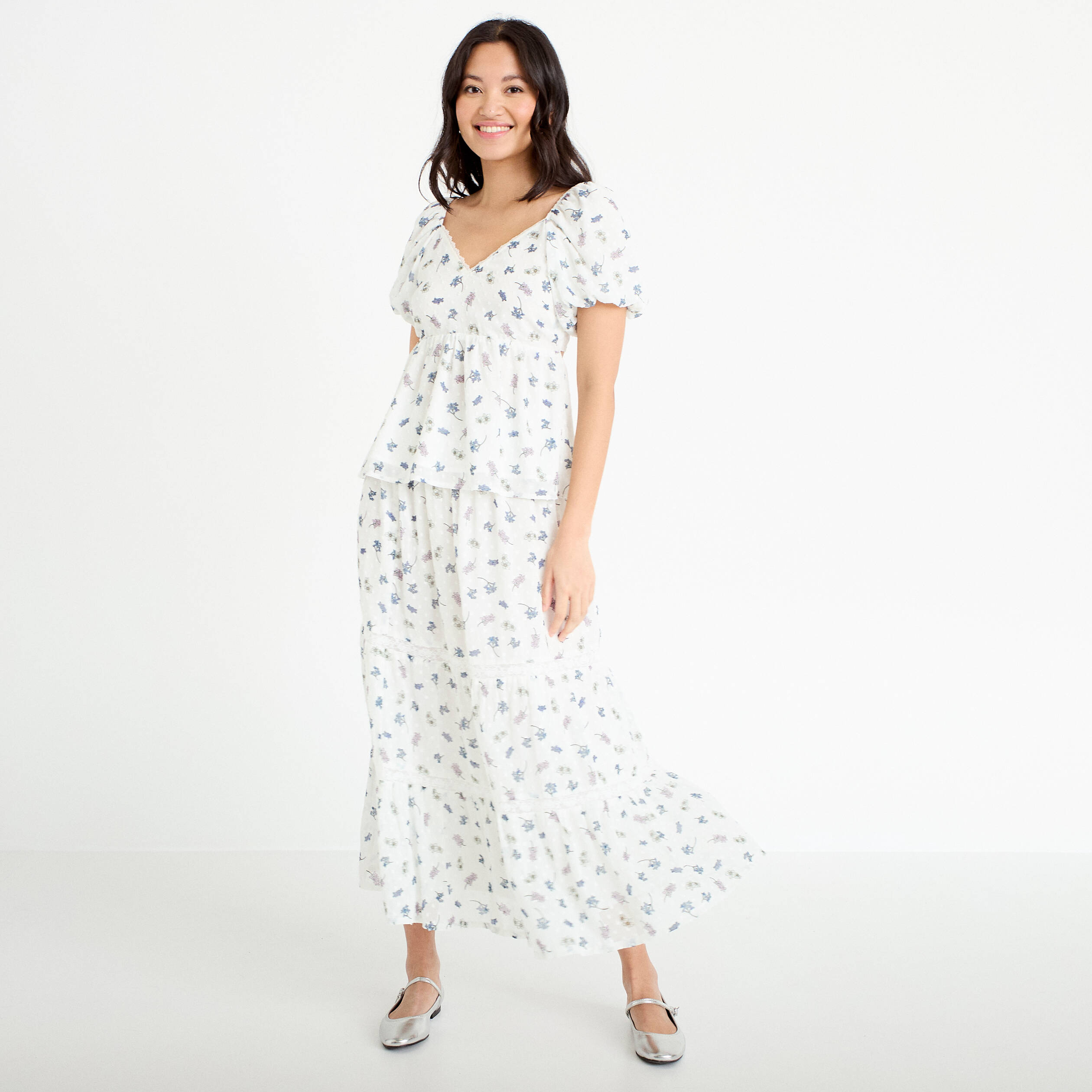 Jupe longue &eacute;vas&eacute;e Bridgerton blanc femme