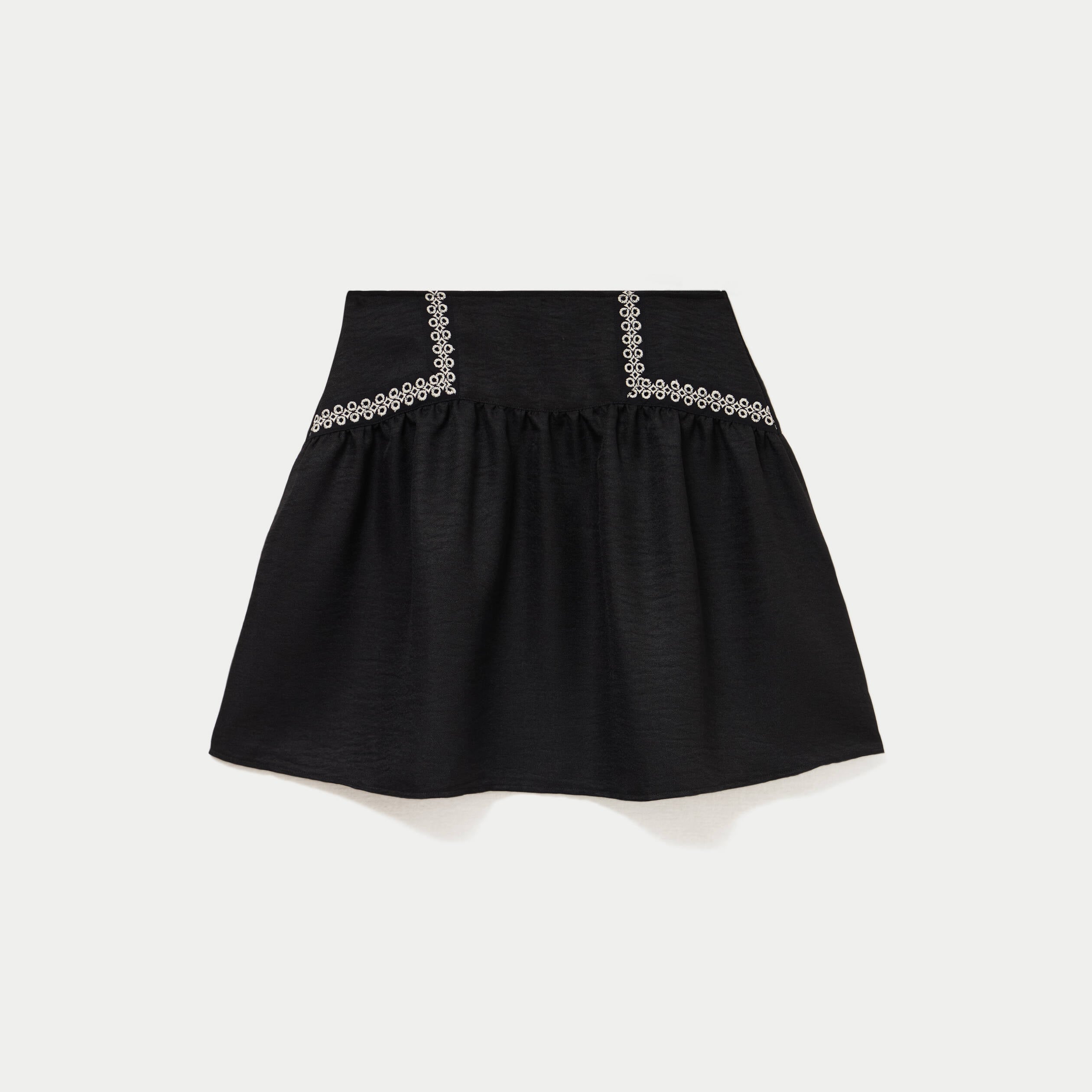 Jupe courte &eacute;vas&eacute;e taille haute noir femme