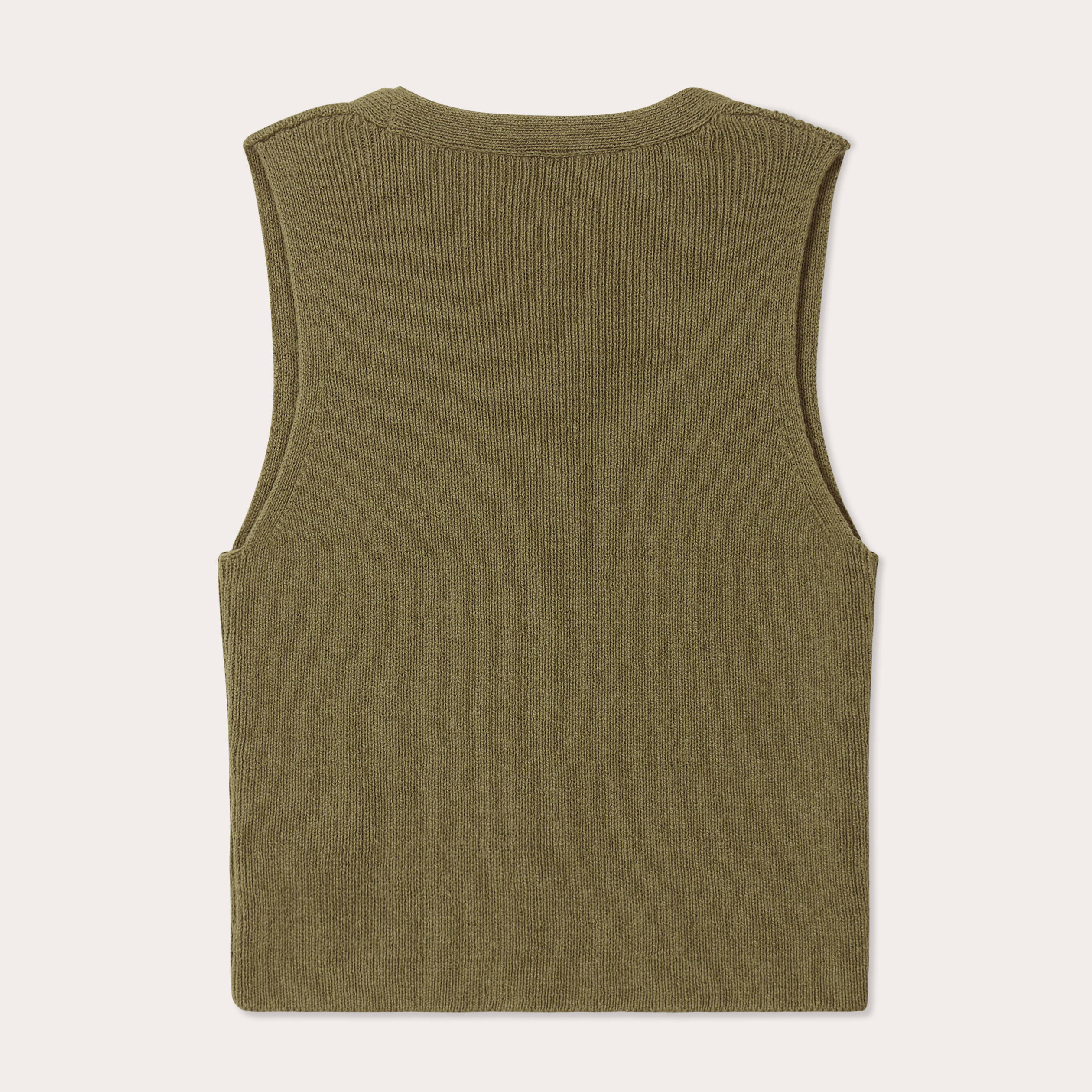 Gilet sans manches col en V vert kaki femme