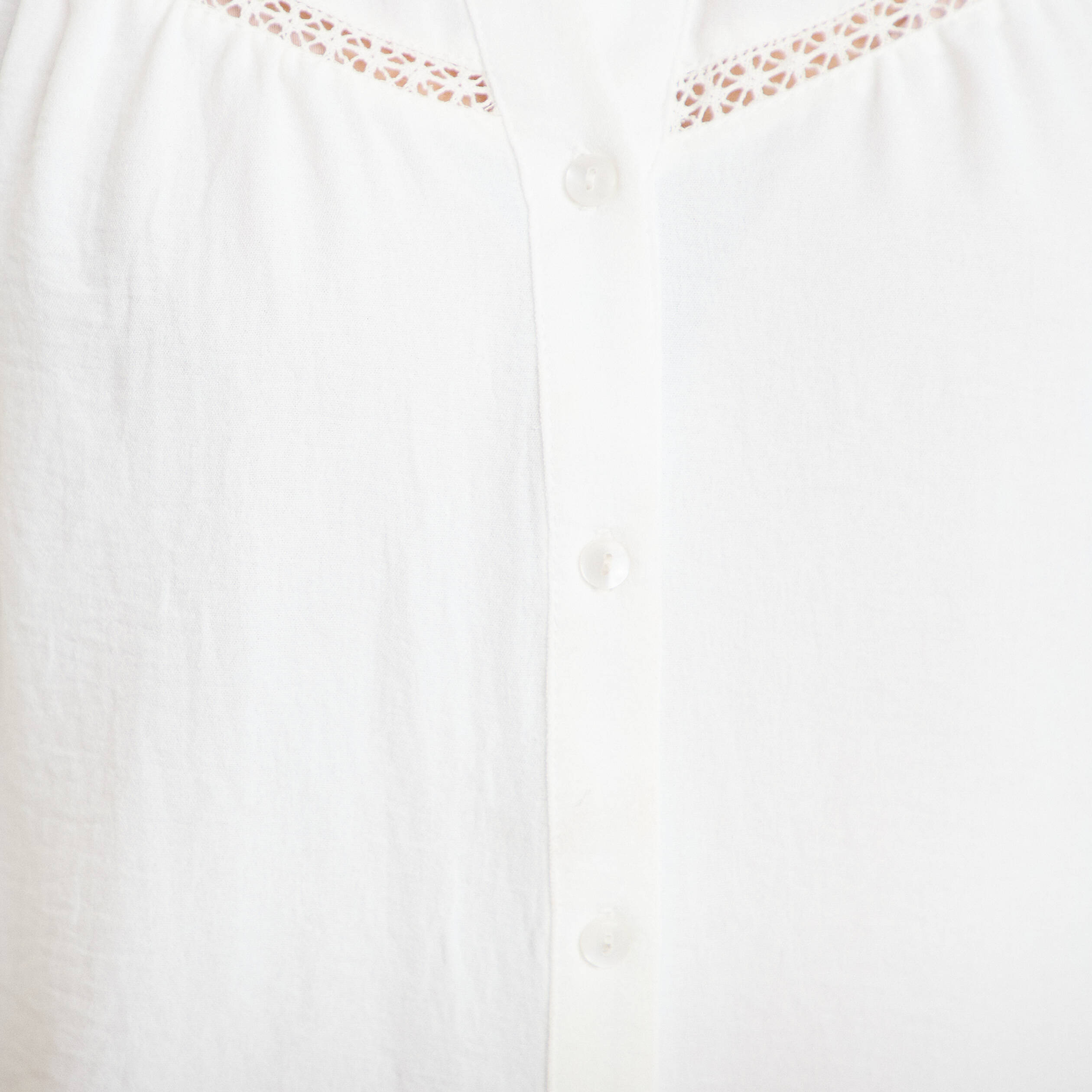 Blouse ajour&eacute;e col v manches longues ecru femme